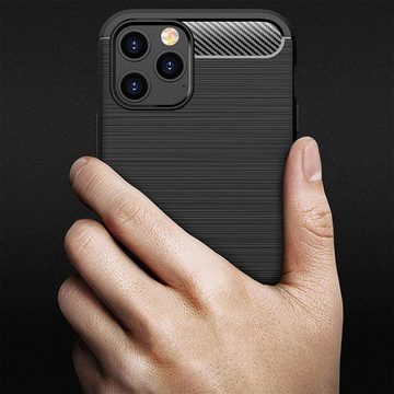 CoolGadget Handyhülle Carbon Handy Hülle für Apple iPhone 12, iPhone 12 Pro 6,1 Zoll, robuste Telefonhülle Case Schutzhülle für iPhone 12/12 Pro Hülle