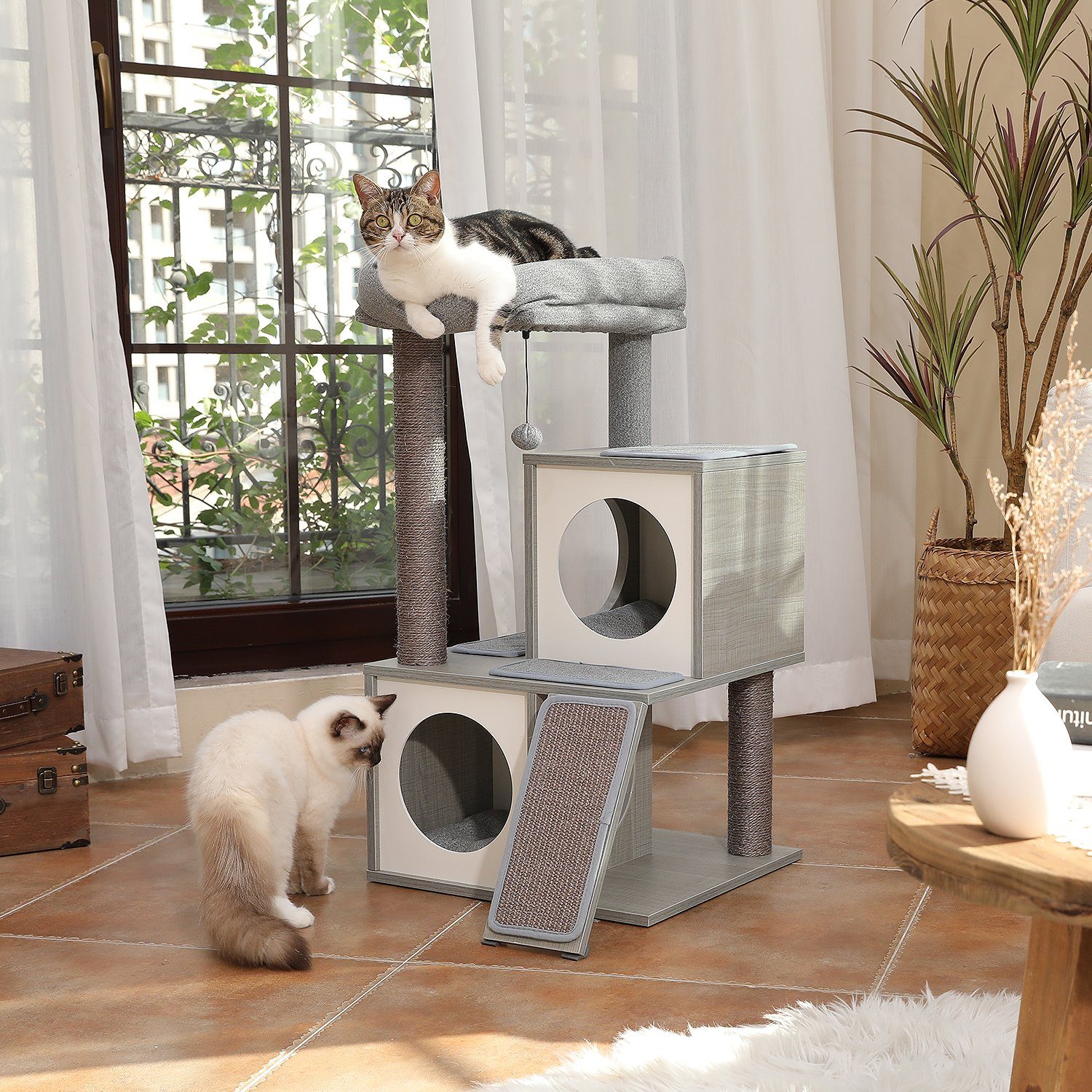 PAWZ Road Kratzbaum Holz Kratzbaum Katzenbaum Sisal Katzenmöbel ... - Beige
