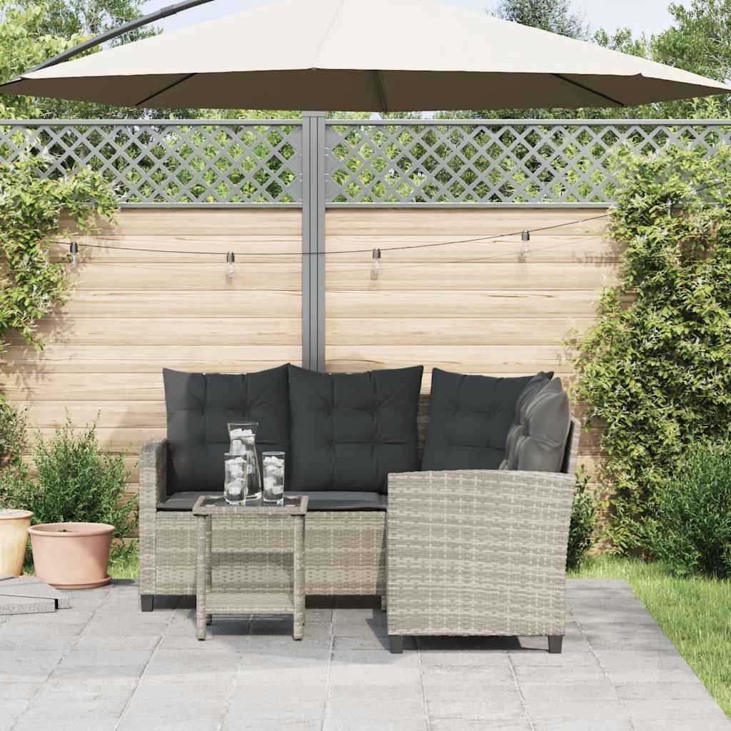 vidaXL Loungesofa Gartensofa in L-Form mit Tisch und Kissen Hellgrau Poly R günstig online kaufen