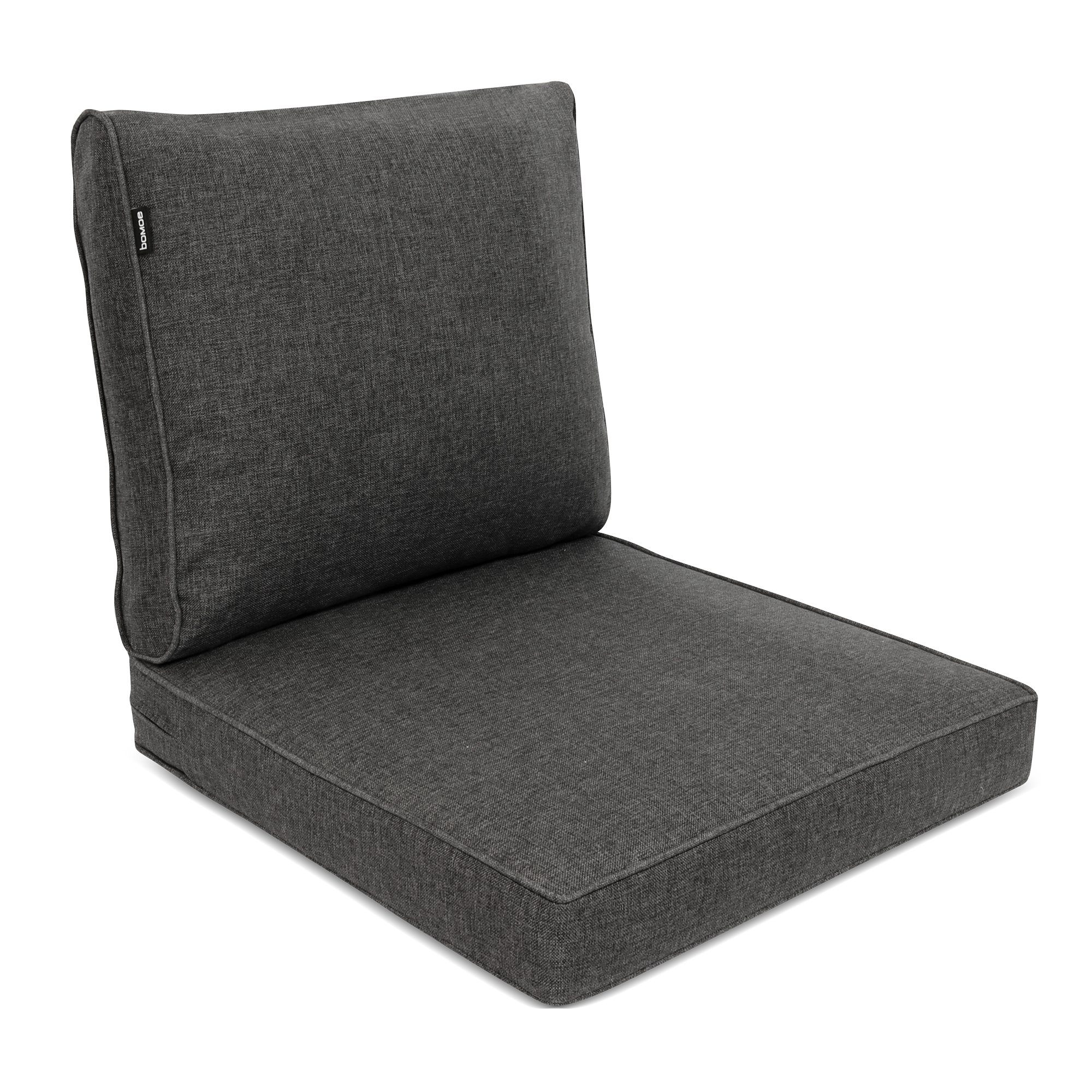 bomoe Sitzkissen Outdoor Loungekissen Set Ilano, 60x60cm, 60x40cm Graphitgrau, Sitzkissen 8cm dick Polster Bezug Waschbar Gartenkissen UV-Schutz