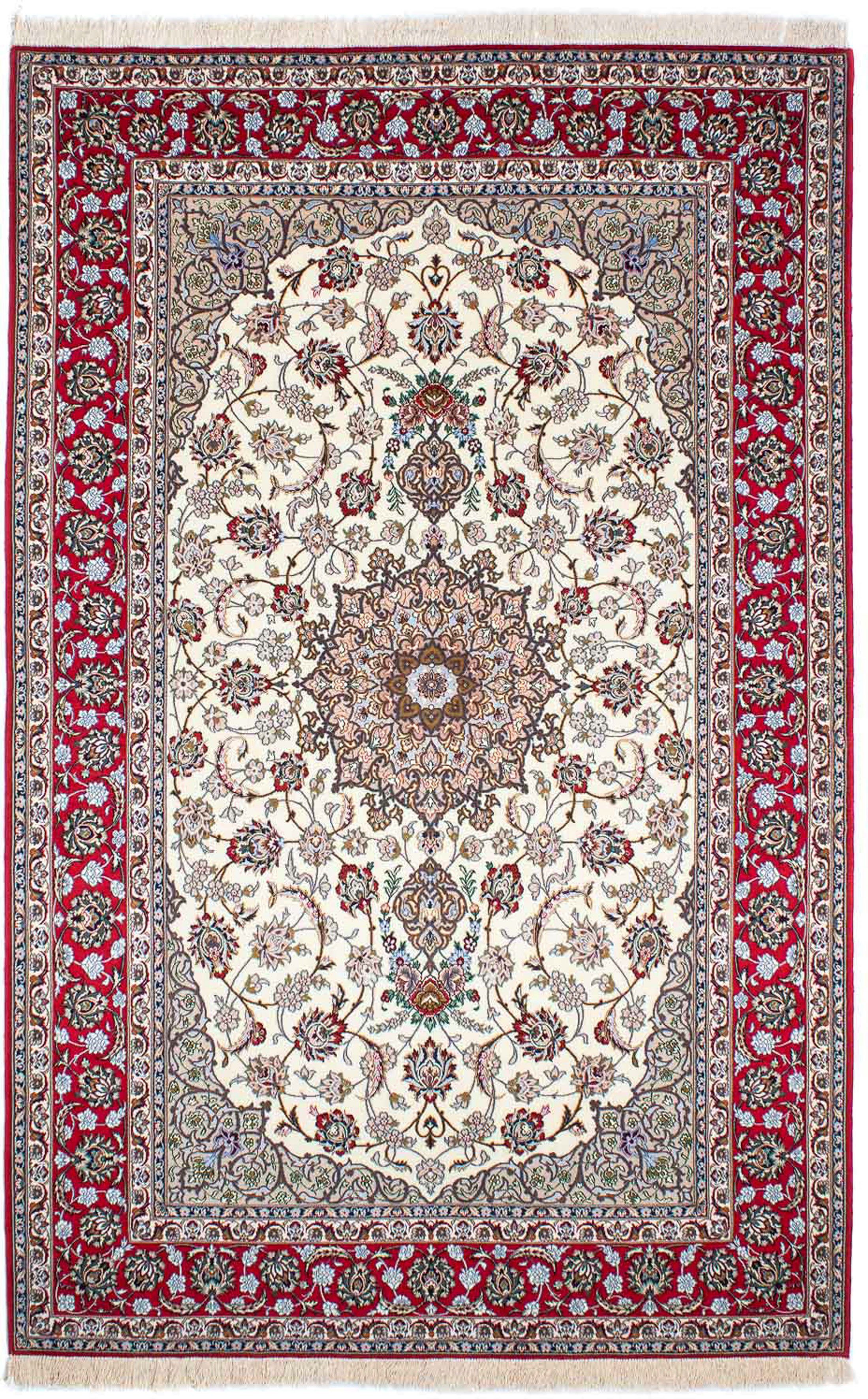 - mit cm Wohnzimmer, Einzelstück rechteckig, Höhe: Premium - Handgeknüpft, Zertifikat Perser 6 x 248 - beige, Orientteppich morgenland, - Isfahan 159 mm,