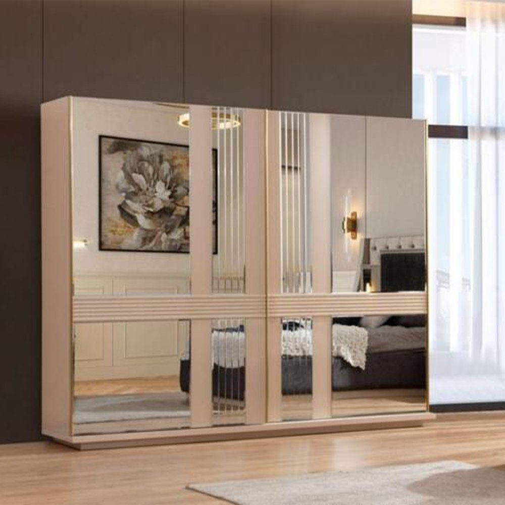 Schlafzimmer 2x JVmoebel Bett Design Nachttische Set Schlafzimmer-Set In Modernes Europe Made Kleiderschrank,