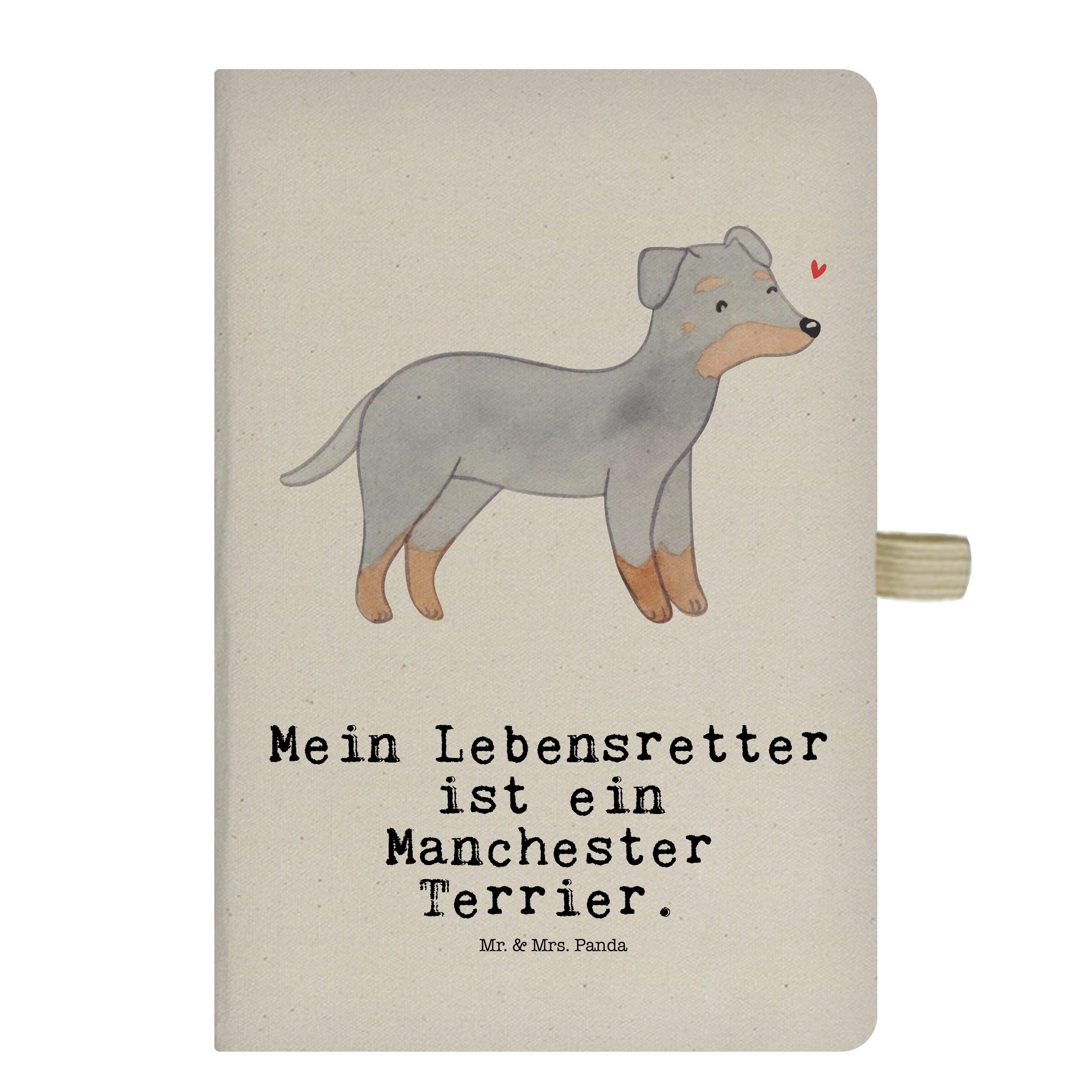 Mr. & Mrs. Panda Notizbuch Manchester Terrier Lebensretter - Transparent - Geschenk, Schreibheft Mr. & Mrs. Panda