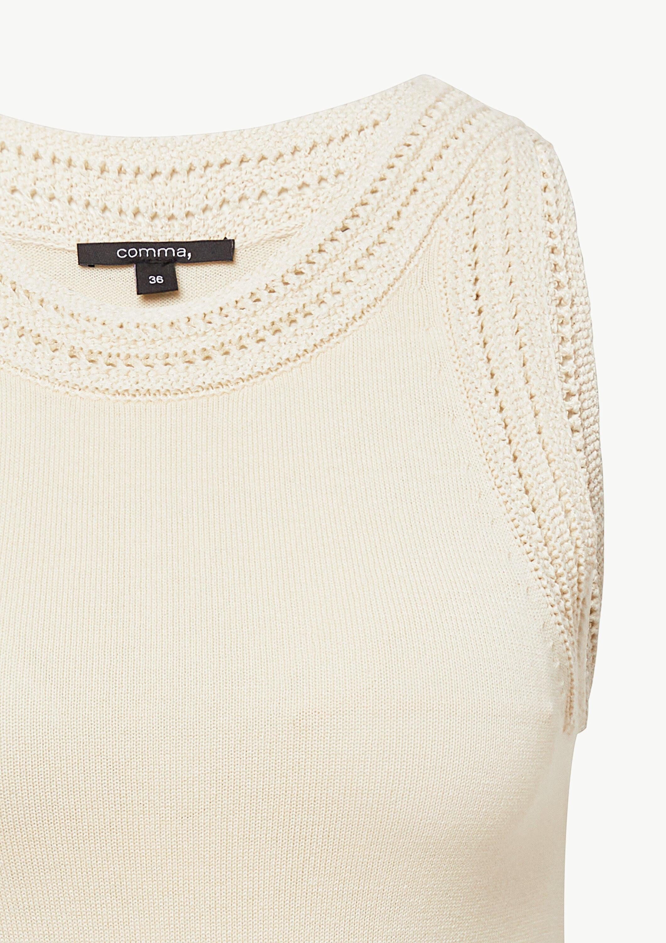 comma Rundhalspullover Strickpullunder Weiches Strick-Top mit Ajourmuster