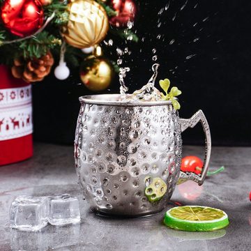 Faizee Möbel Tasse Cocktailglas Moscow Mule Becher Kupferbecher 500ml Fassungsvermögen, Kupfer/Edelstahl