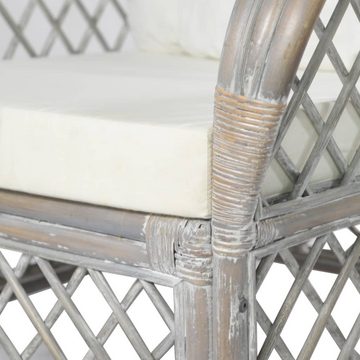 furnicato Sessel mit Kissen Grau Natur-Rattan und Leinen