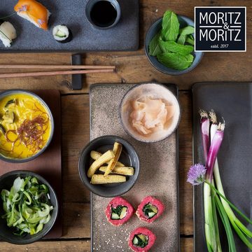Moritz & Moritz Tafelservice Moritz & Moritz 10tlg Sushi Teller Anthrazit Asia Geschirr Set Digital (10-tlg), 2 Personen, für 2 Personen - 10 Teile