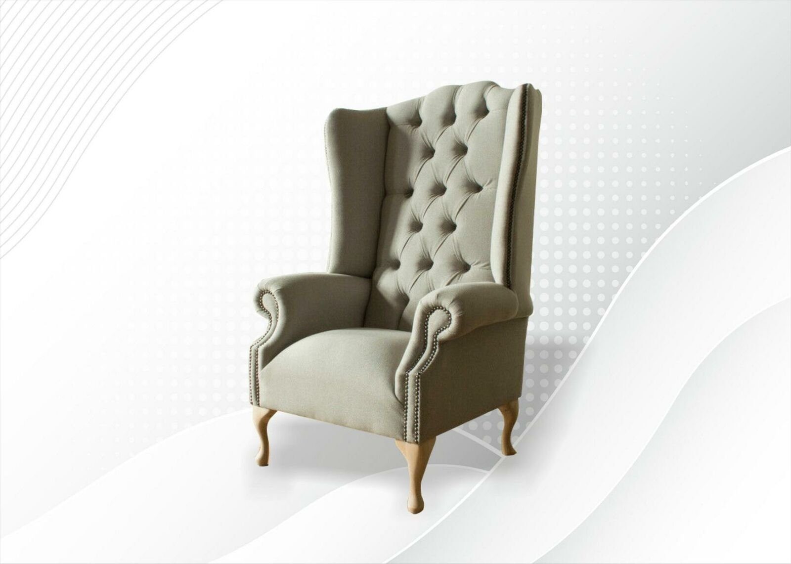 in Polster Textil Made Europe Grauer (Sessel), Couch Ohrensessel Sofa JVmoebel Sessel Chesterfield Ohrensessel