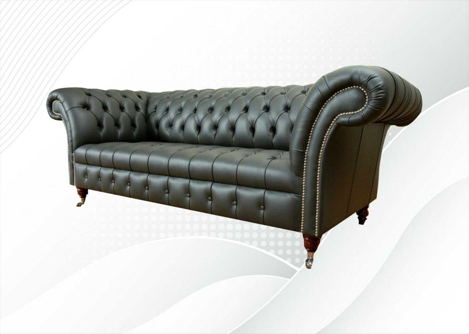 JVmoebel Chesterfield-Sofa, Chesterfield Leder Modern Sofa couchen Graue xxl big Sofas Design Möbel Couchen