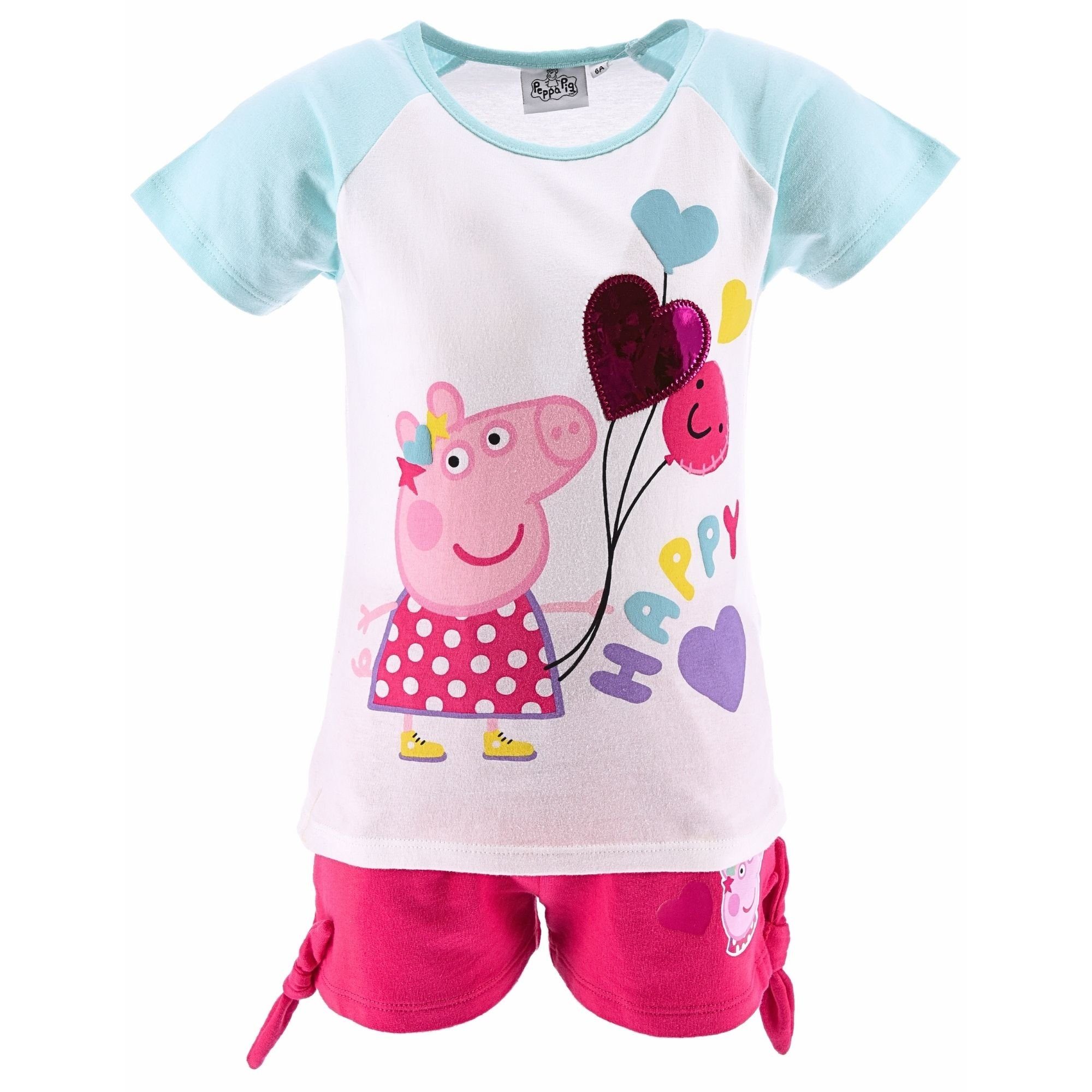 Peppa Pig T-Shirt & Shorts Peppa Wutz (2-tlg) Mädchen Sommeroutfit Gr. 98 - 116 cm Pink