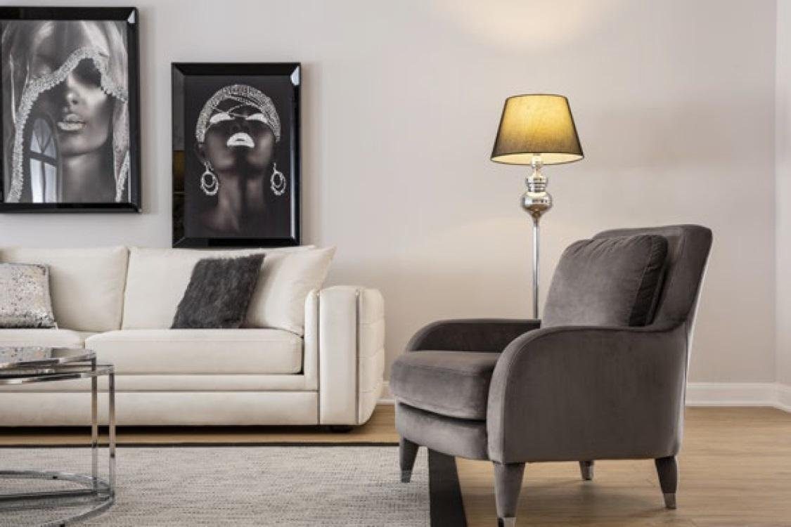 Wohnzimmer JVmoebel Grau Einsitzer Möbel Luxus Polster Lounge Sessel Sessel Textil