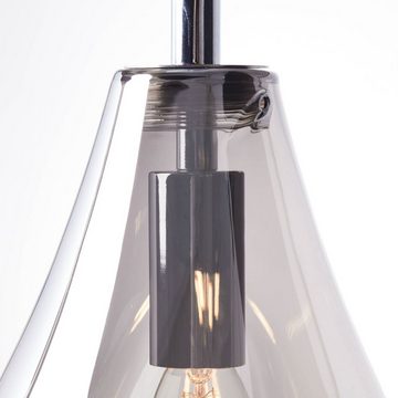 Brilliant Pendelleuchte Drops, Lampe, Drops Pendelleuchte 1flg rauchglas/chrom, Glas/Metall, 1x D45