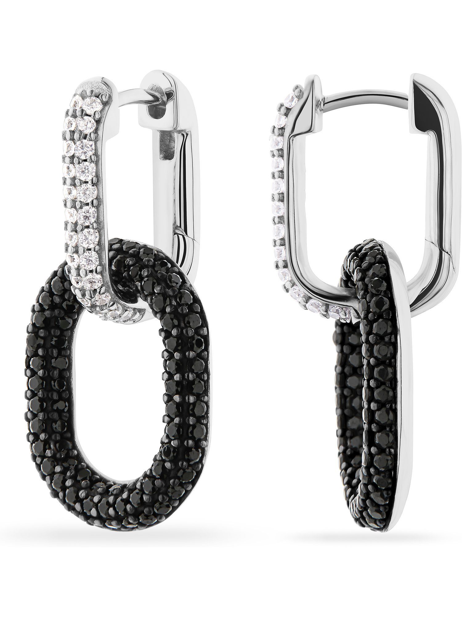 JETTE Paar Creolen JETTE Damen-Creolen 925er Silber 48 Zirkonia (Paar), LIQUID