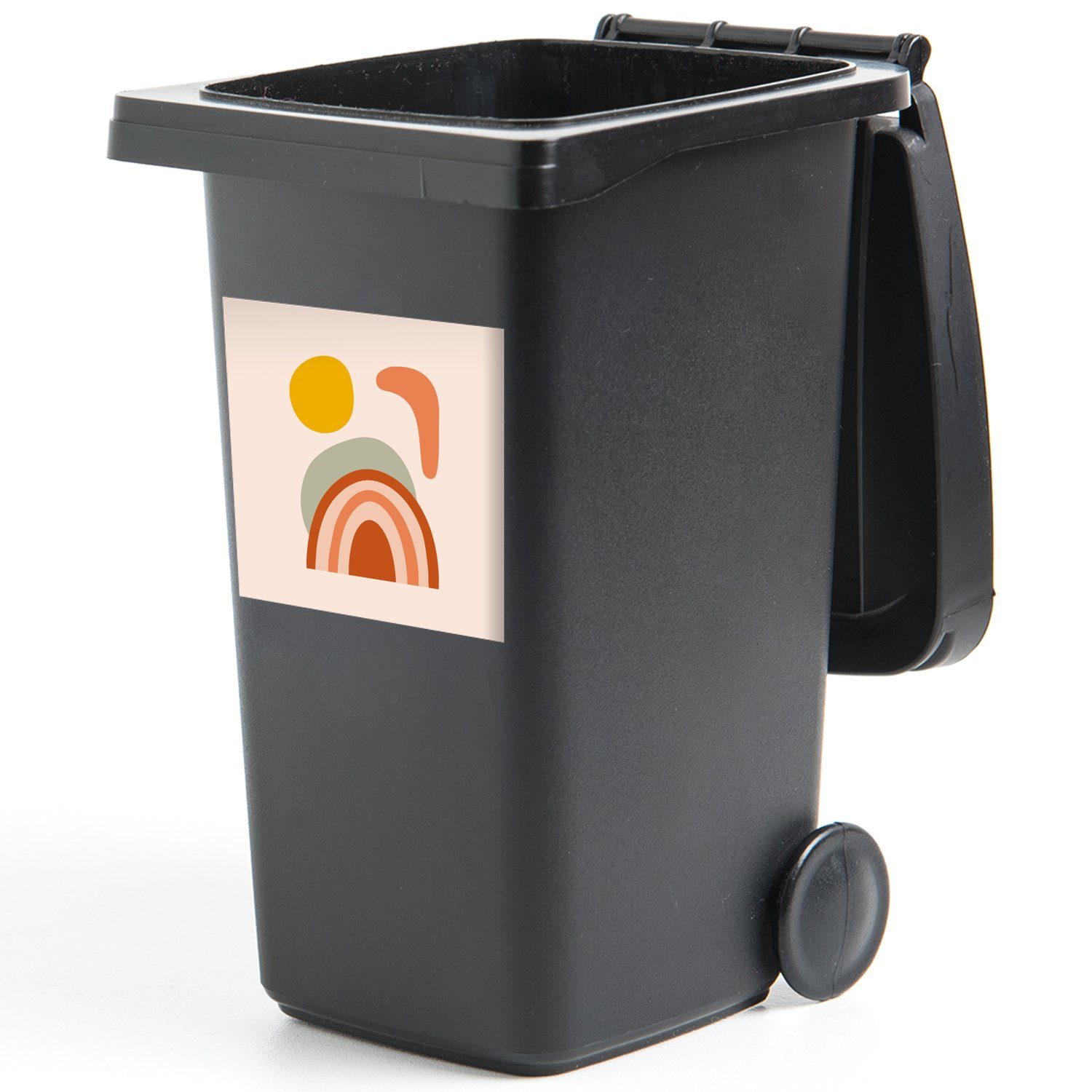 Wandsticker Container, - Abstrakt Regenbogen MuchoWow Sommer Sticker, Mülltonne, St), Mülleimer-aufkleber, (1 - - Sonne Abfalbehälter