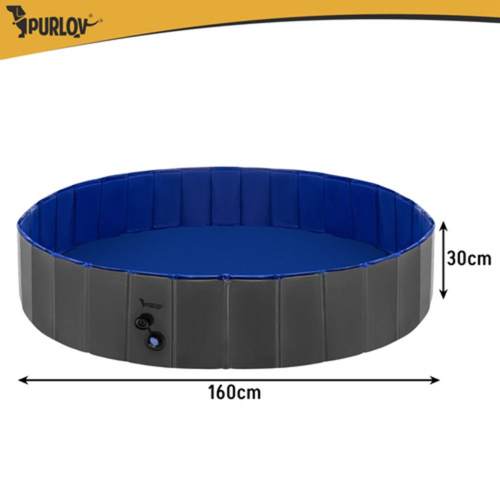 Purlov Hundepool Schwimmbecken Hundebecken Pool, (Spar-Set, 1-tlg., faltbar), Wände sind mit extra robusten Faserplatten verstärkt