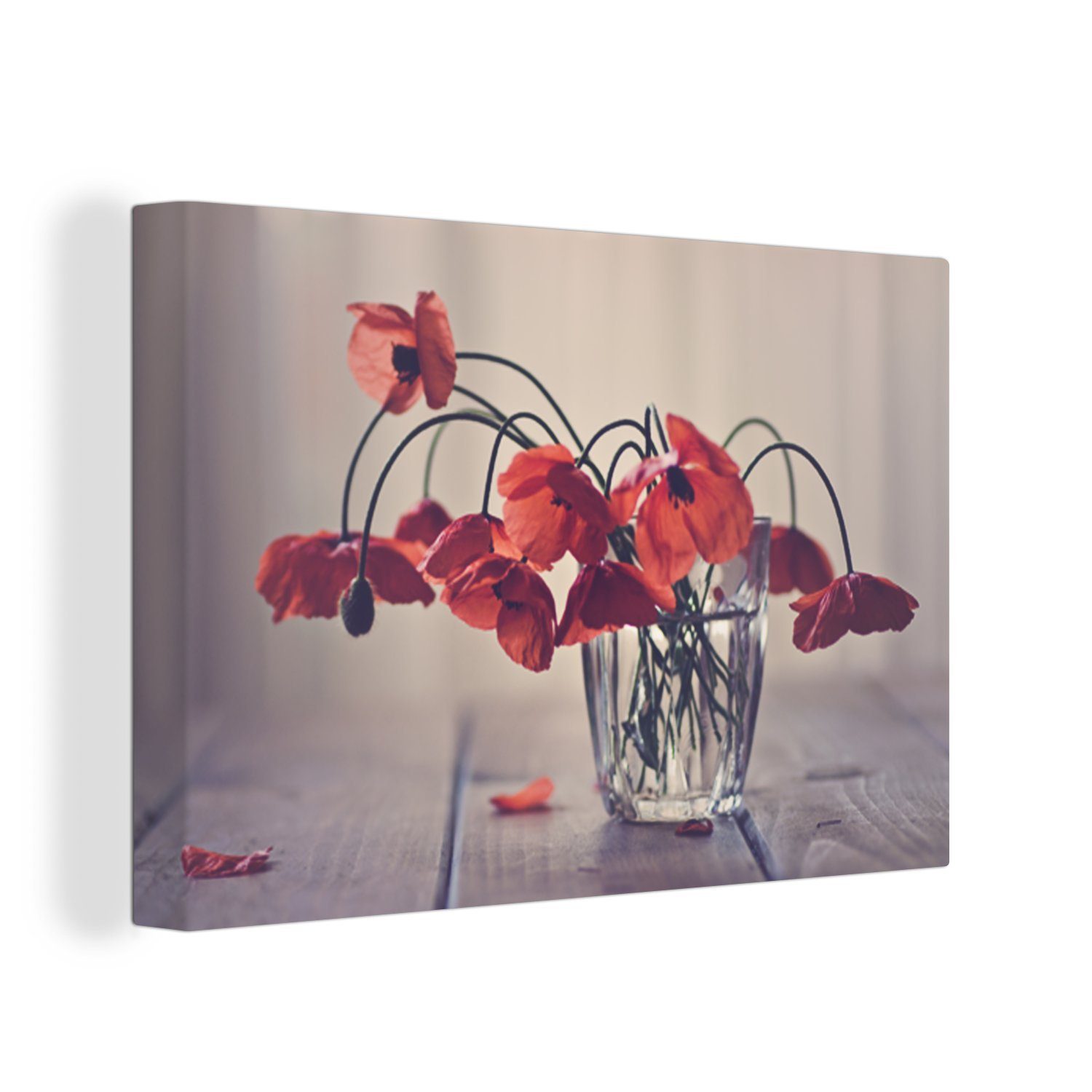 OneMillionCanvasses® Leinwandbild Blumenstrauß aus Mohnblumen, (1 St), Wandbild Leinwandbilder, Aufhängefertig, Wanddeko, 30x20 cm