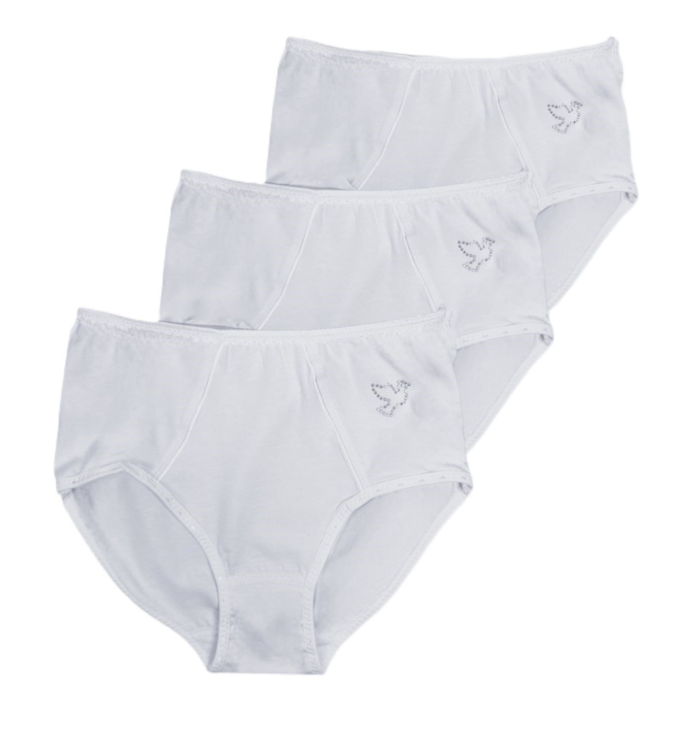 Toker Collection® Hüftslip Hipster "Sabrina" mit Glitzerapplikation 3 Stück (Packung, 3er Pack) Kontrastnähte im Vorderteil
