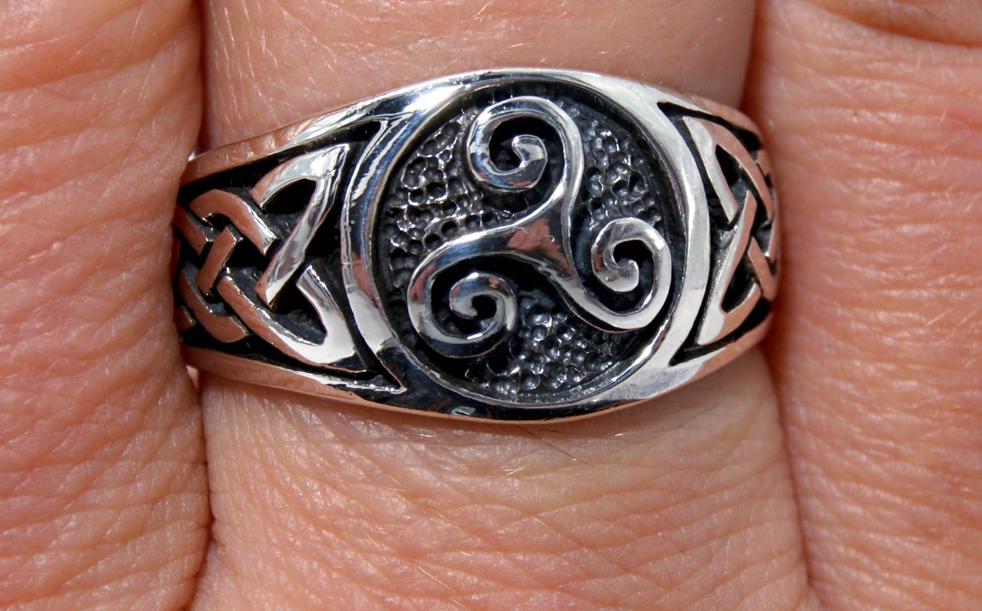 Spirale 925 Dreier Triskele Silberring Leather of Ring Kiss Fingerring keltische Gr. 52-74