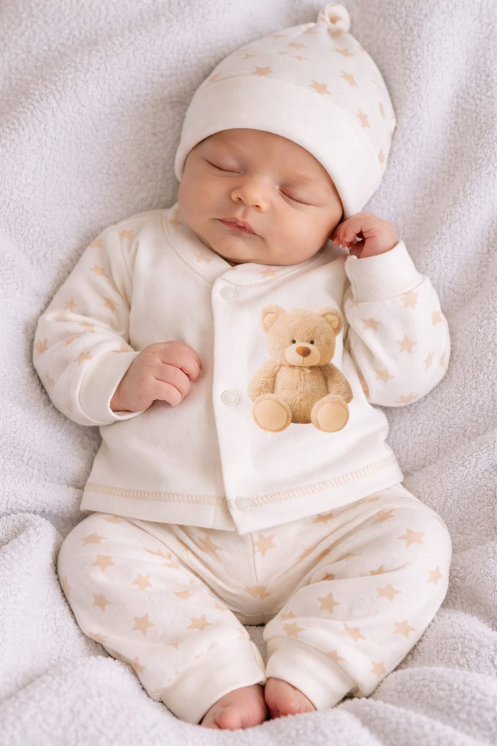 La Bortini Anzug 3-teilig Baby Set Hemdchen Mitwachshose Mütze für Neugeborene unisex (Garnitur für Neugeborene Jungen und Mädchen, Shirt Hose Mützchen Kombi 3-teilig)