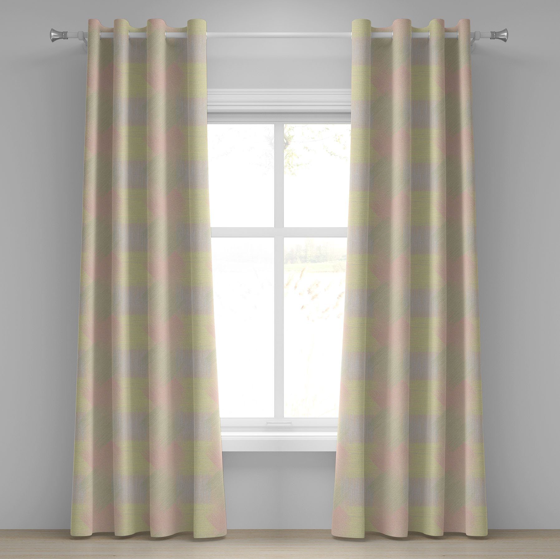 Gardine Dekorative 2-Panel-Fenstervorhänge für Schlafzimmer Wohnzimmer, Abakuhaus, Geometrisch Pastellweinlese-Linien