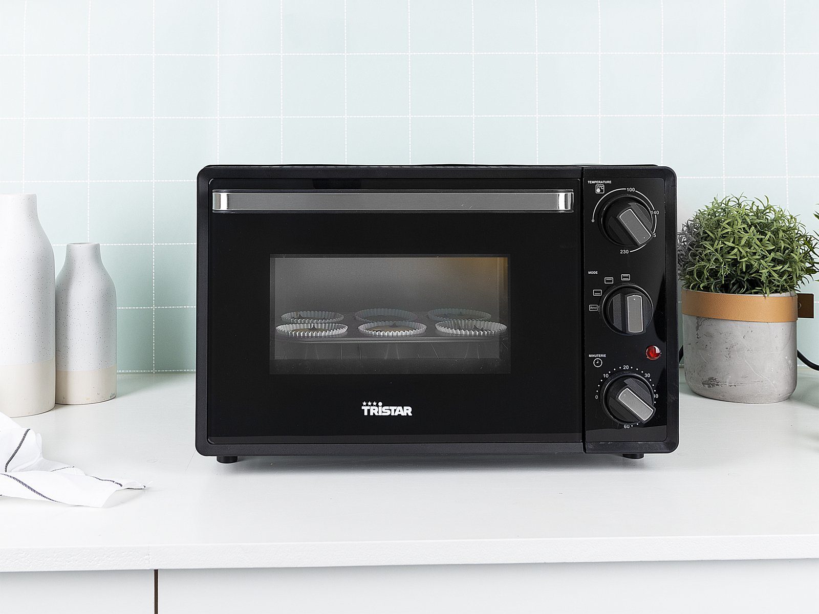 Tristar Minibackofen, Kleiner Tisch-Backofen für Toast Pizza Mini-Ofen 19L Ober & Unterhitze