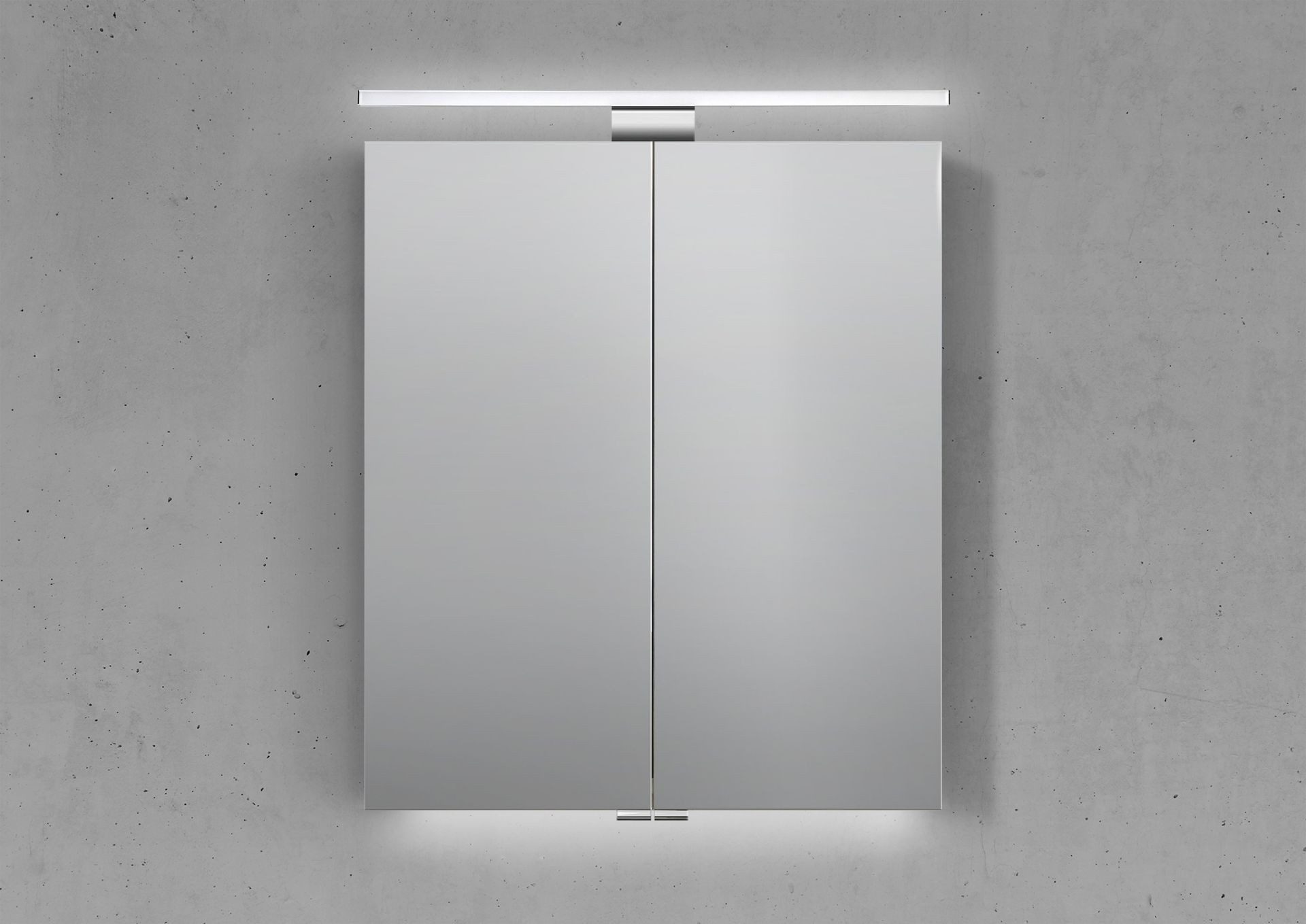 Intarbad Badezimmerspiegelschrank 2-türiger Spiegelschrank mit MULTI LED Aufbauleuchte stufenlos dimmbar (Doppelspiegeltüren, Holz-/ Lackdekore, Maße von 60 bis 90 cm wählbar, Höhe 70 cm, Glasfachböden, Magnetleiste & Kosmetikspiegel Ø 12 cm) Vormontierte Lieferung, Floatglas, 160 kg Traglast, Made in Germany