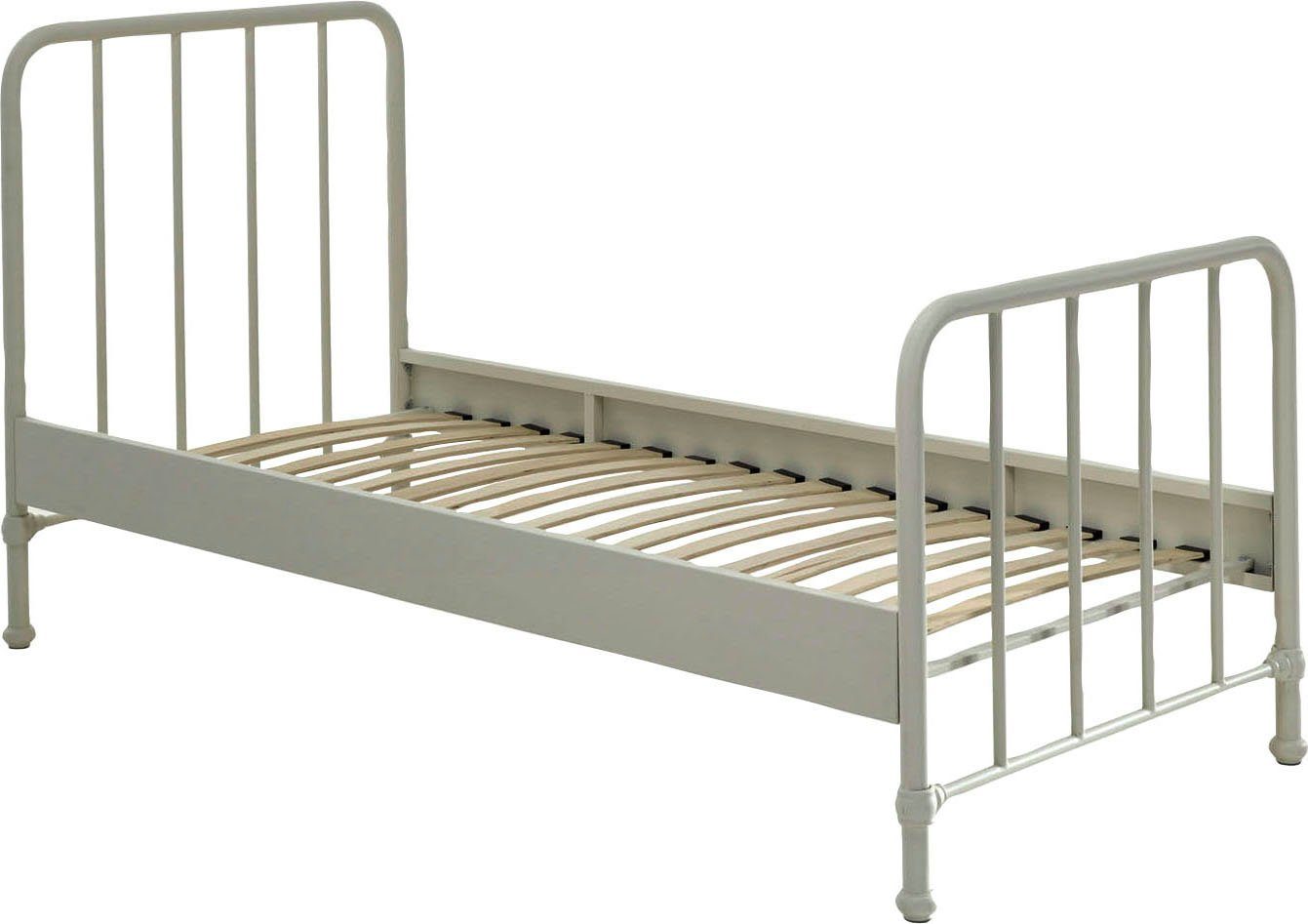 Vipack Jugendbett Bronxx, Einzelbett 90/200, sehr stabil, romantische Optik (B/H/T ca. 96,5x110x206cm, inkl. Lattenrost, Bodenfreiheit), Oberfläche pulverbeschichtet, verschiedene Farben zur Wahl