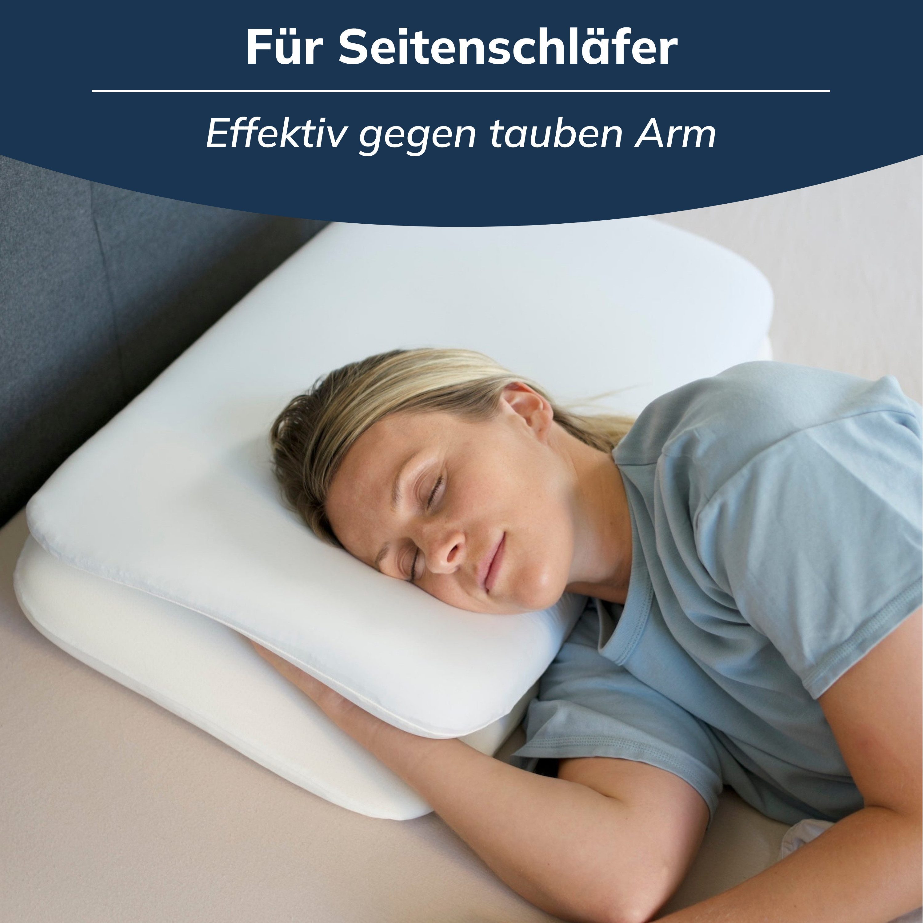 CALMONT Bauchschläferkissen Seitenschläferkissen auch für Bauchschläfer, Memory Foam, Ergonomisch, Seitenschläfer, Bauchschläfer, Rückenschläfer, Für Seitenschläfer und Bauchschläfer, Seitenschläferkissen, 70x40cm