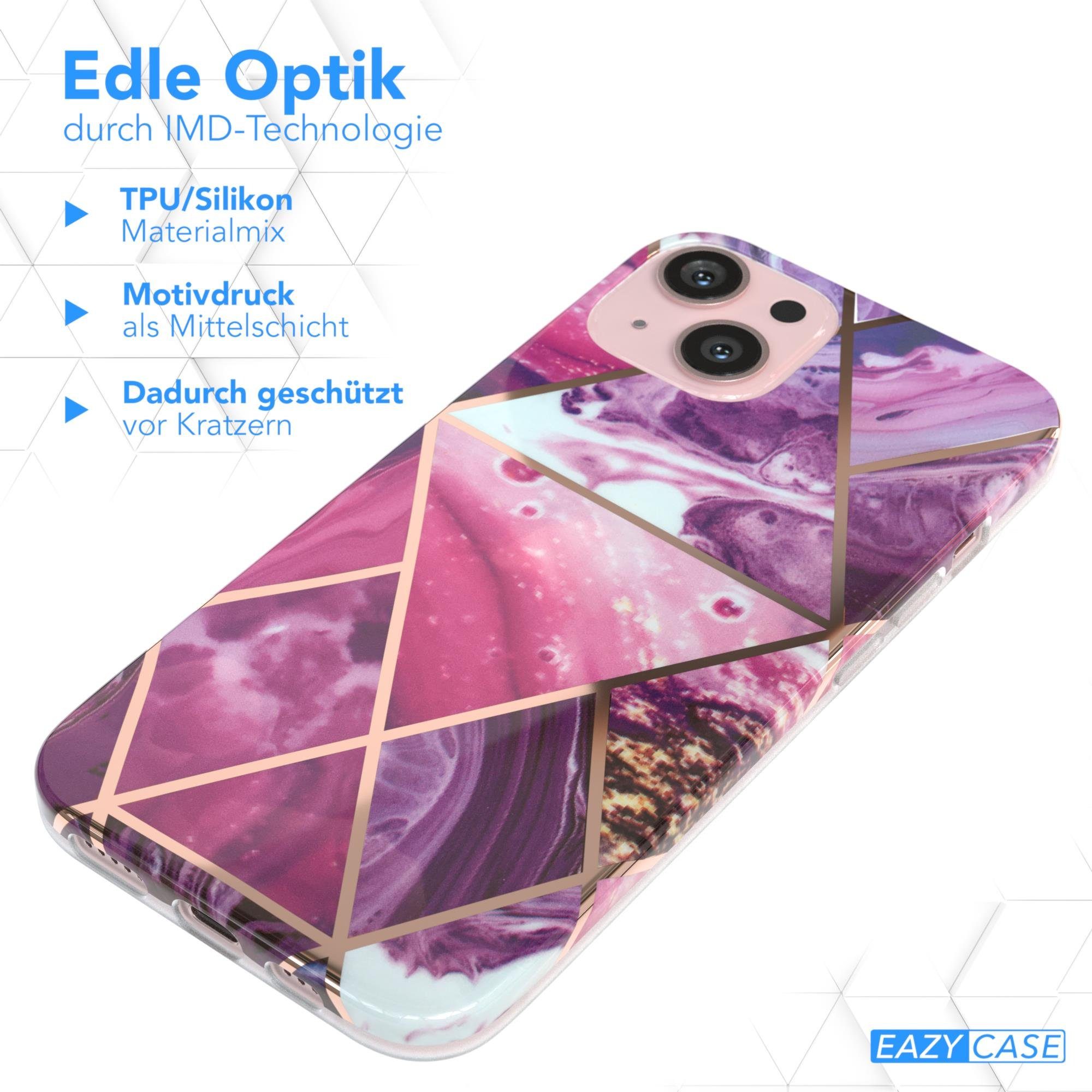 EAZY CASE Handyhülle IMD Motiv Cover für Apple iPhone 13 6,1 Zoll, Dünne Handy Schutzhülle mit Kameraschutz Slim Backcover Violett Beere