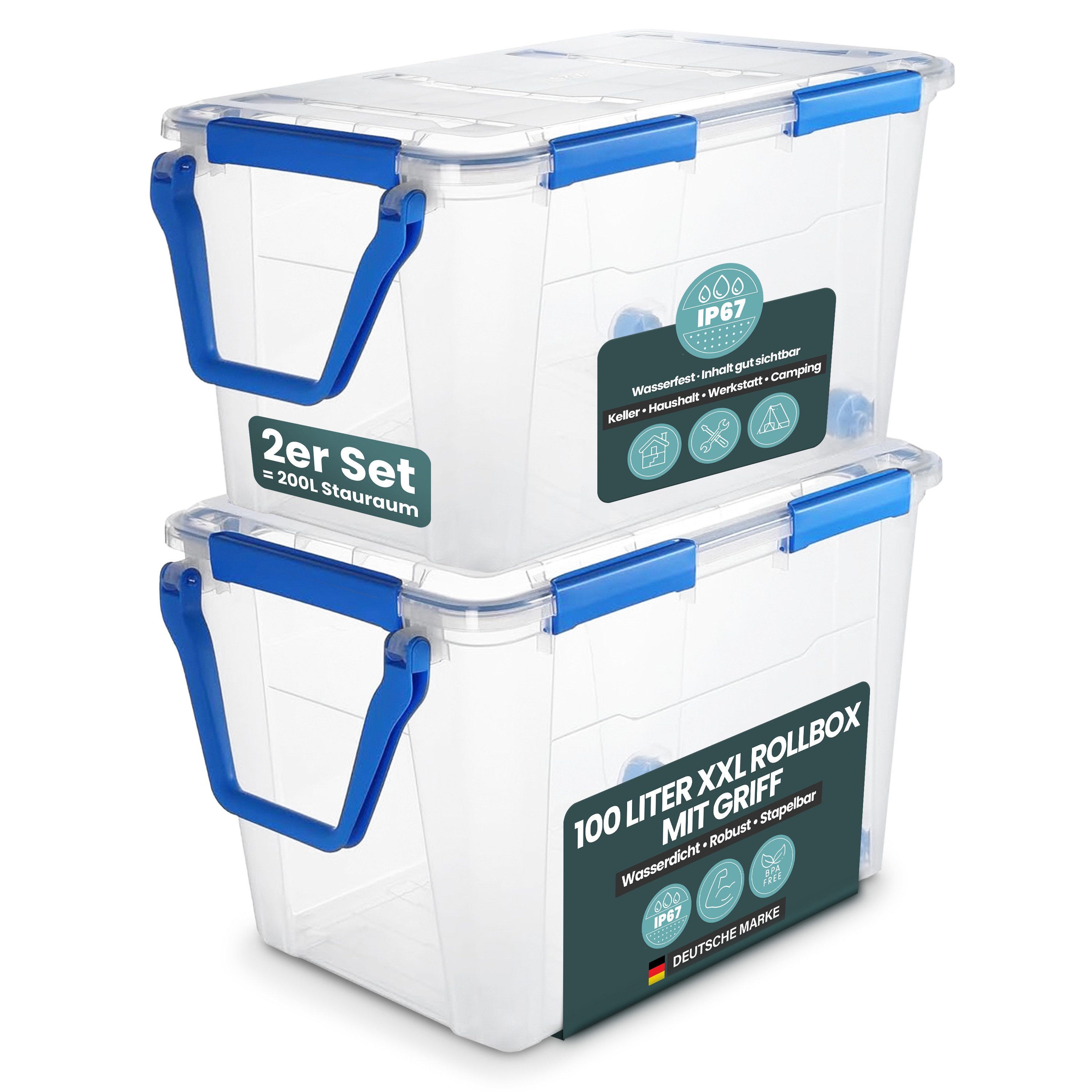 Kreher Aufbewahrungsbox mit Deckel und Dichtungsring (IP67) 100 Liter, roll günstig online kaufen