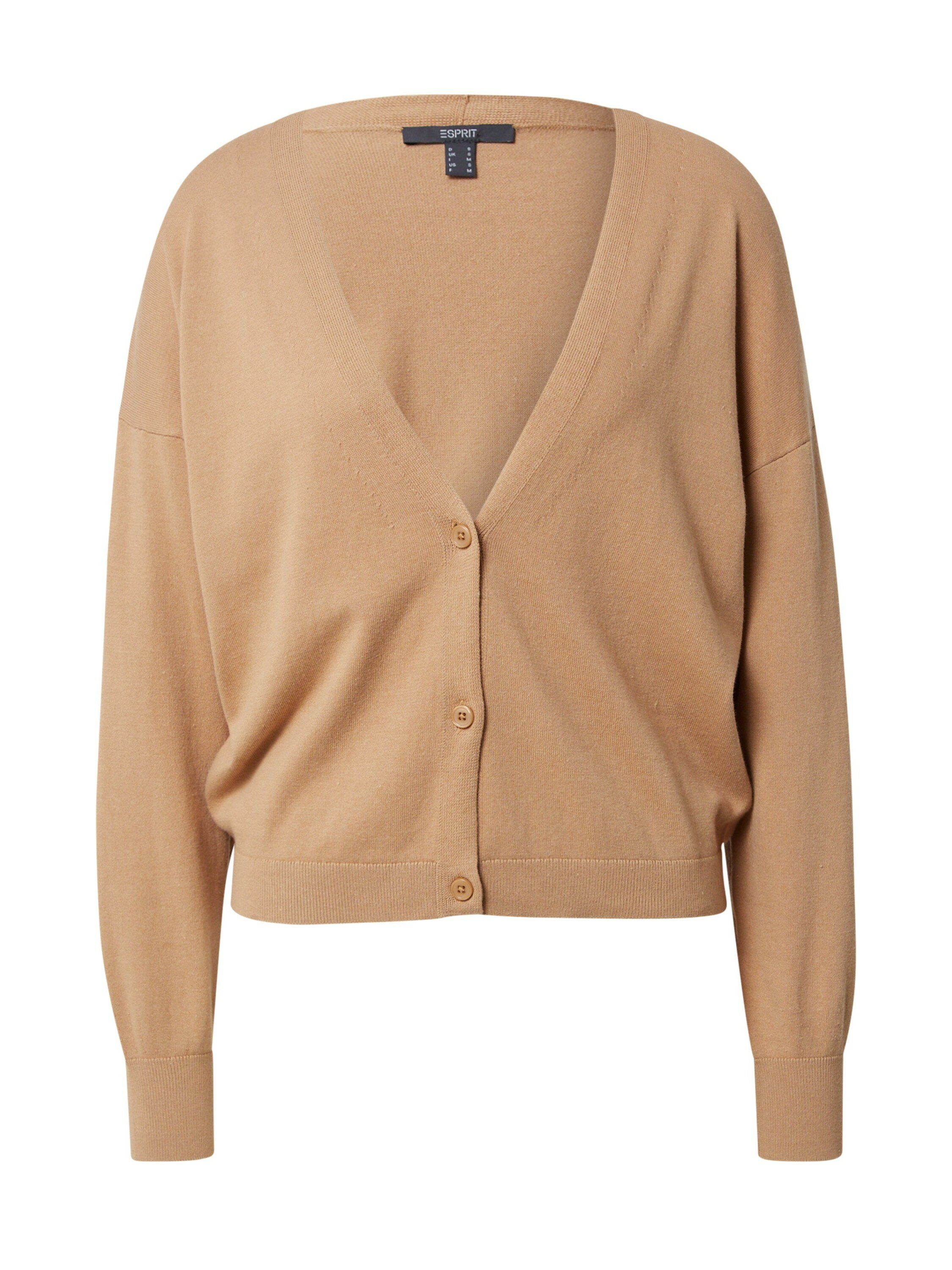 Esprit Drapiert/gerafft Strickjacke camel (1-tlg)