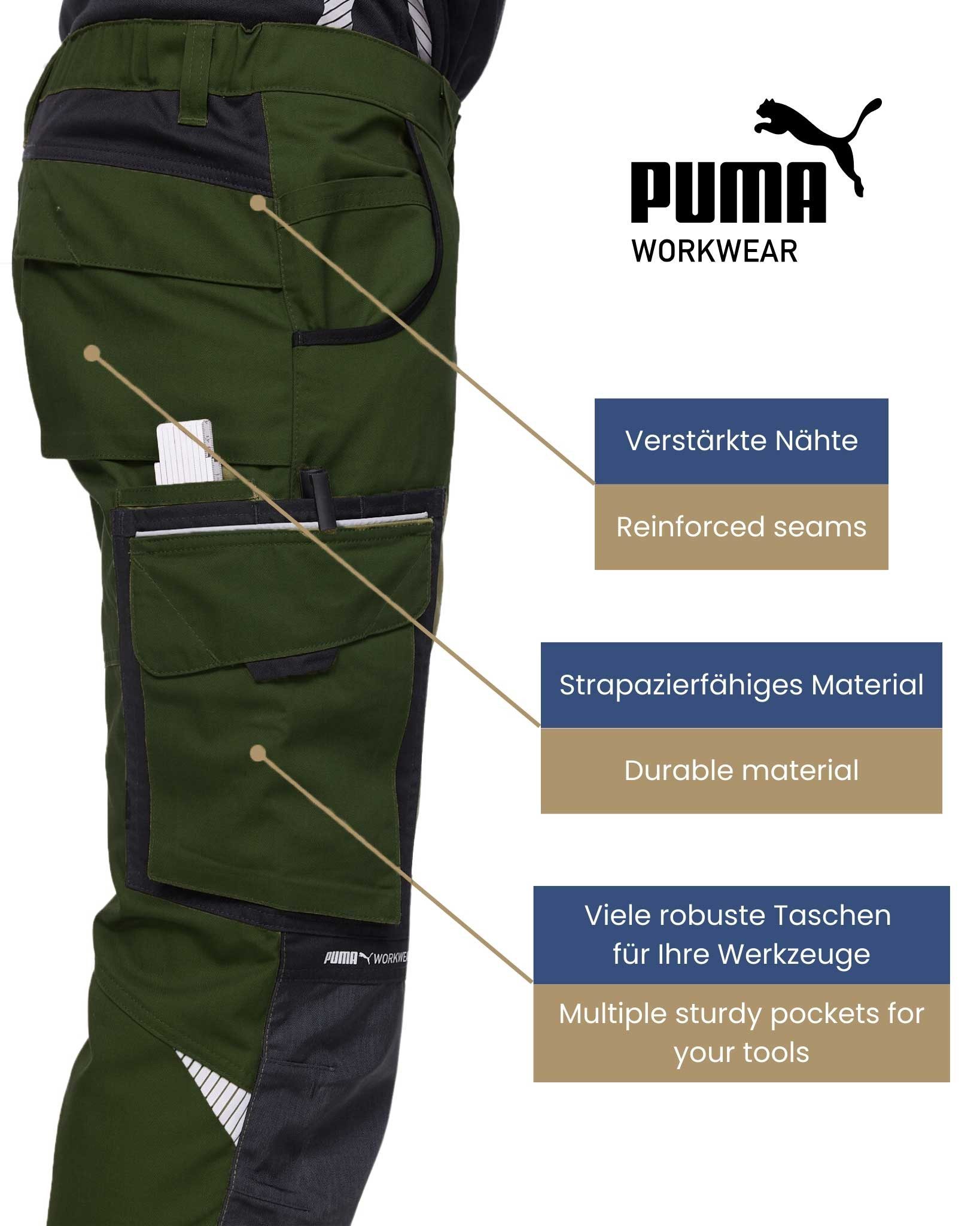 PUMA Workwear Arbeitsbundhose PRECISION X Arbeitshose für Herren - Verstärkte Kniepartien mit vielen Taschen - für Handwerk, Produktion und Baugewerbe