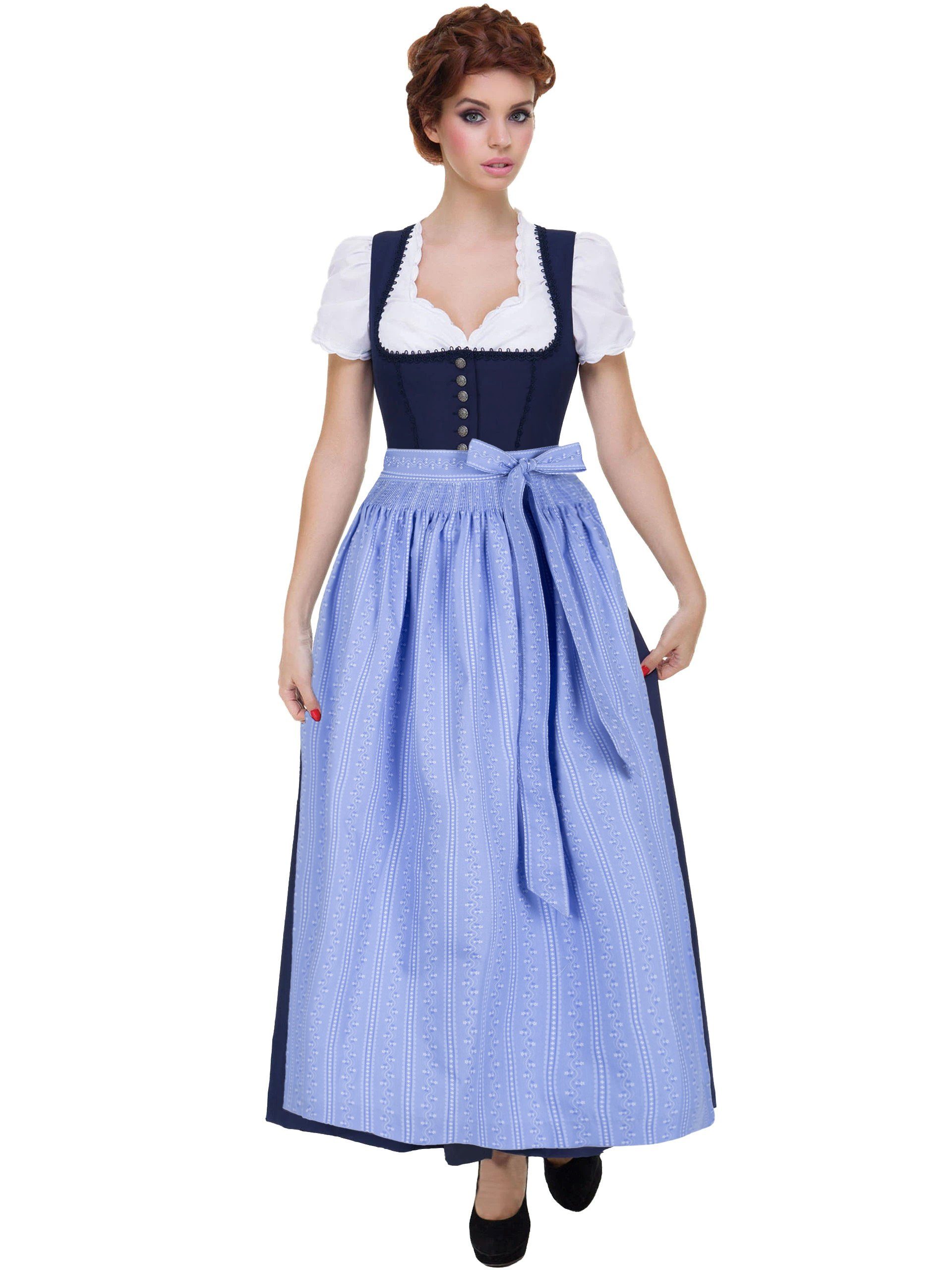 Almbock Dirndl Langes Dirndl Hannah (2-tlg) dunkelblau