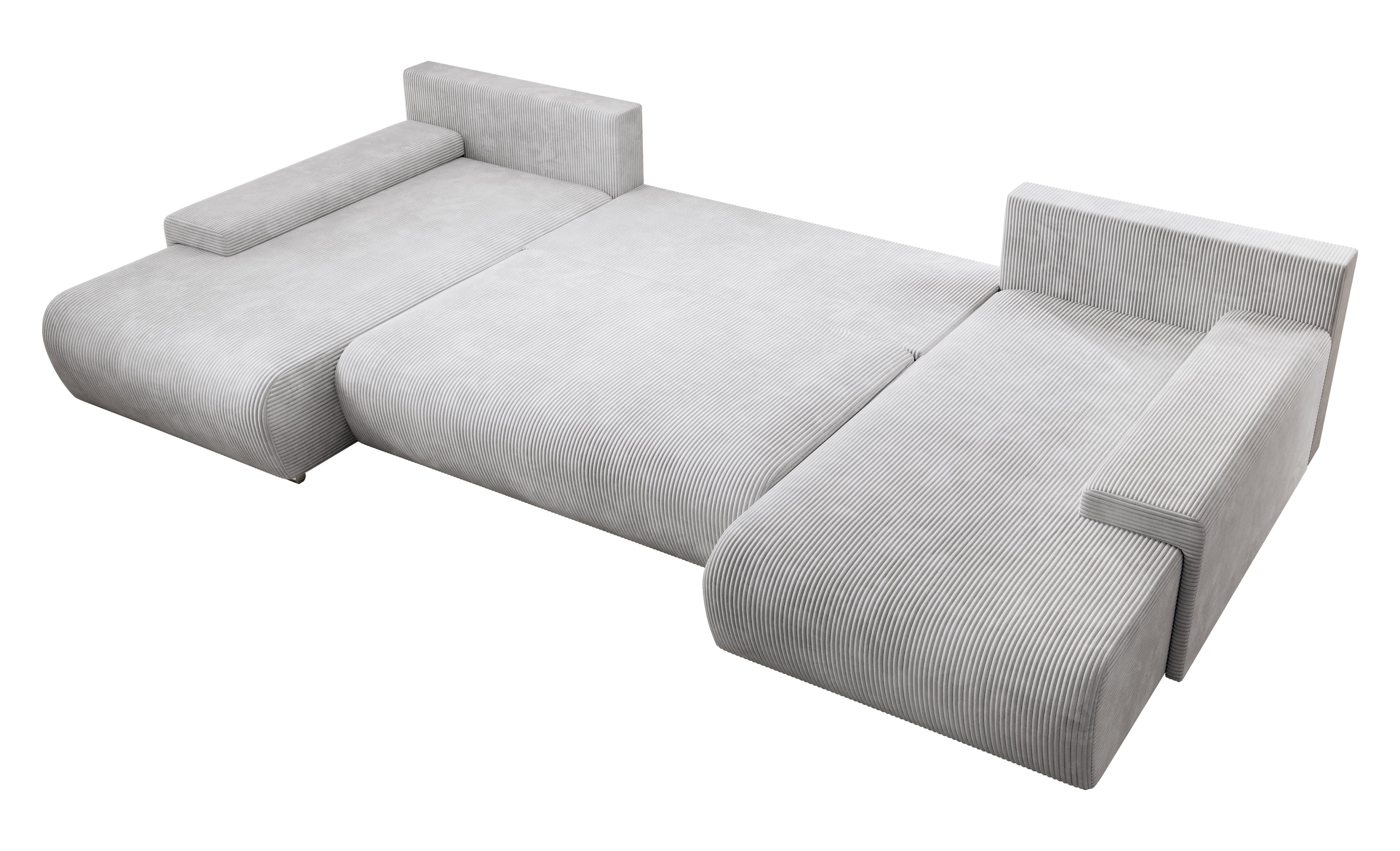 Möbel Bettkasten, Ecksofa Credo mit Couch PROMETO U-Form Ecksofa und grau Schlaffunktion U-Form,
