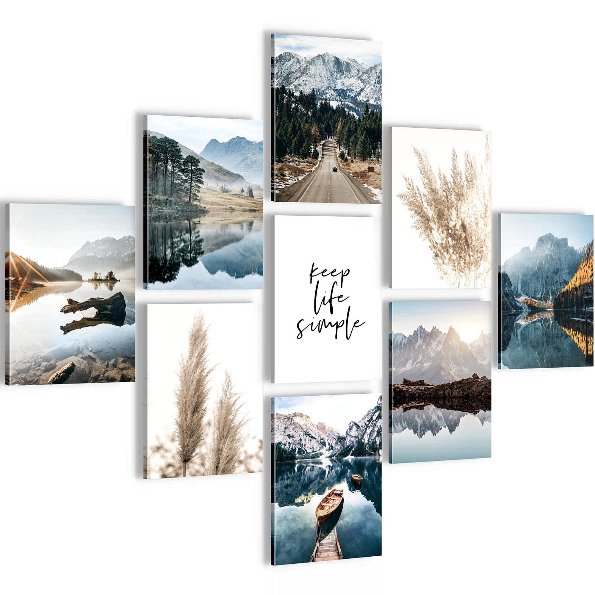 Novart Wandbild Natur Landschaft KOMPLETT AUFHÄNGFERTIG See Berge, Landschaft