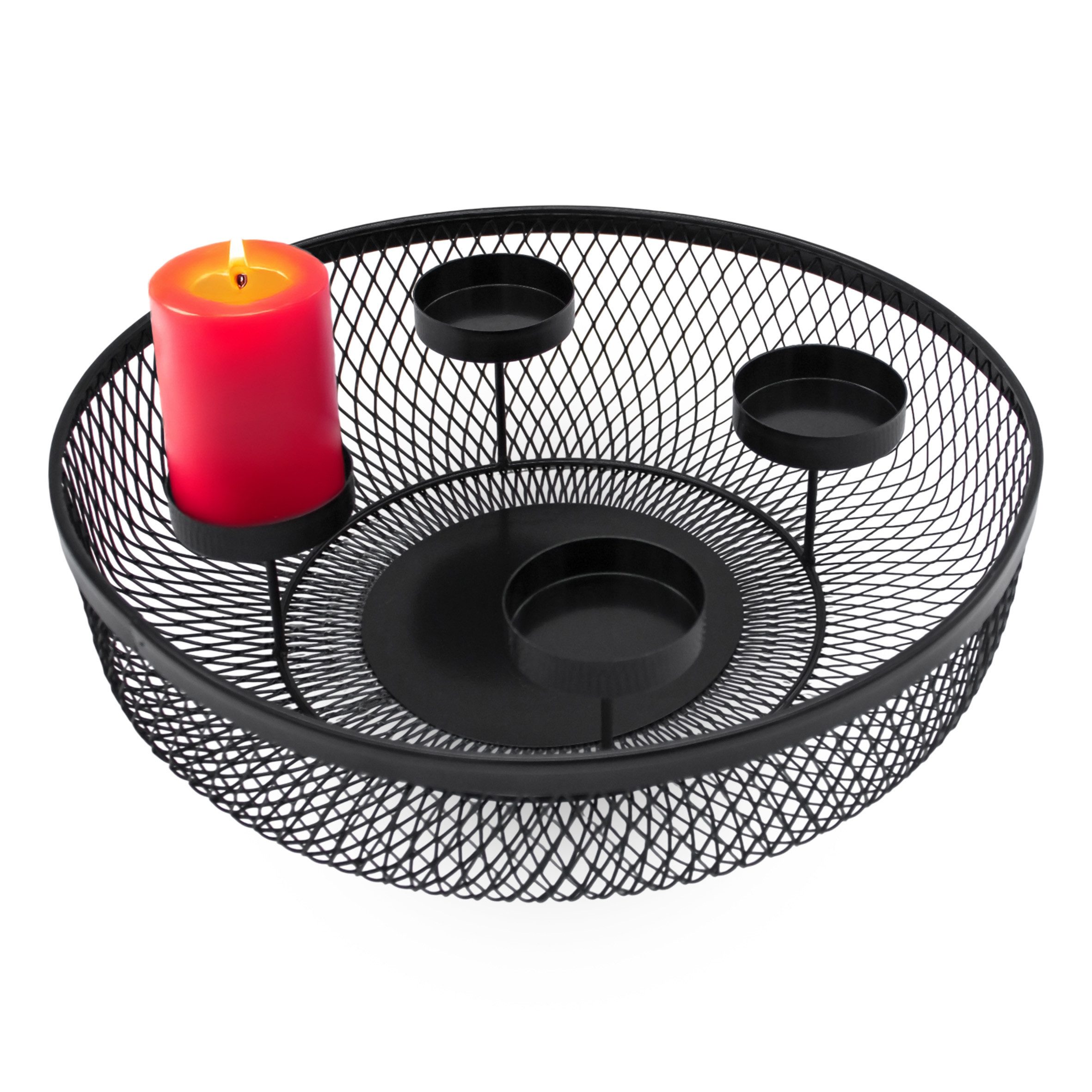 Spetebo Adventskranz Metall Gitter schwarz - 34 cm - Kerzenständer Kranz, m günstig online kaufen