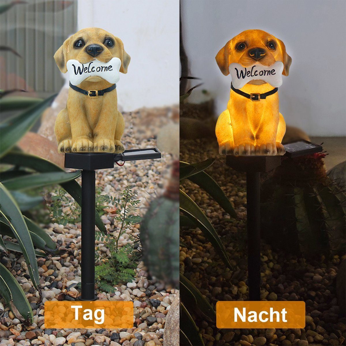 DOPWii Gartenleuchte Stehlampe 3PCS LED Outdoor Hundesolarleuchten,Bodenleuchten