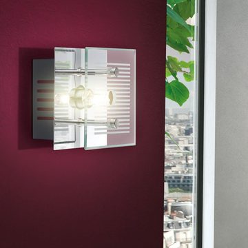 etc-shop LED Wandleuchte, Leuchtmittel nicht inklusive, Wand Strahler Chrom Leuchte Wohn Ess Zimmer Beleuchtung Glas Lampe