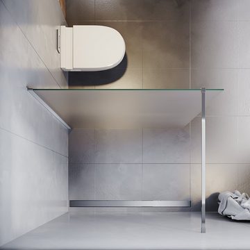 SONNI Walk-in-Dusche Walk in Duschwand Duschabtrennung, 10mm Einscheibensicherheitsglas mit Nano Beschichtung