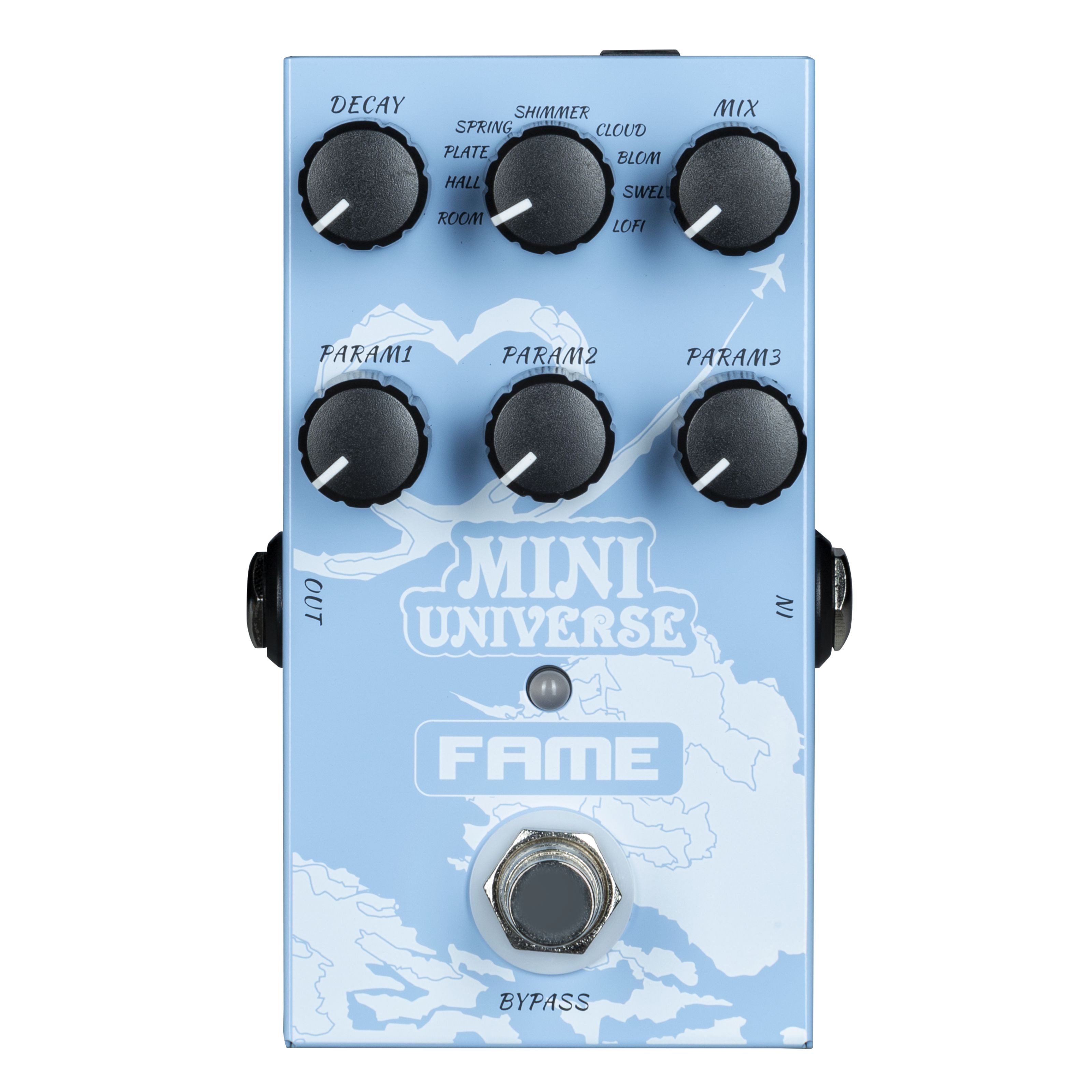 FAME Musikinstrumentenpedal, (Effekte, Delays/Echos/Reverb), Mini-Universe Multi-Reverb - Effektgerät für Gitarren