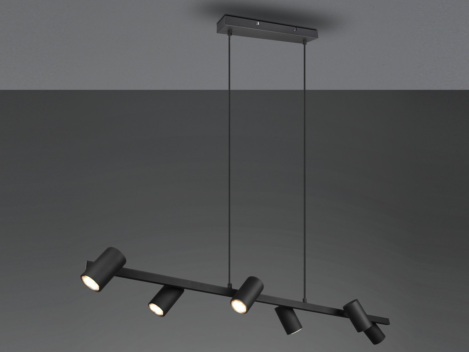 TRIO Leuchten LED Pendelleuchte, Dimmfunktion, LED wechselbar, Warmweiß, große Esstisch-lampe mehrflammig über Kücheninsel Schwarz Breite 115cm