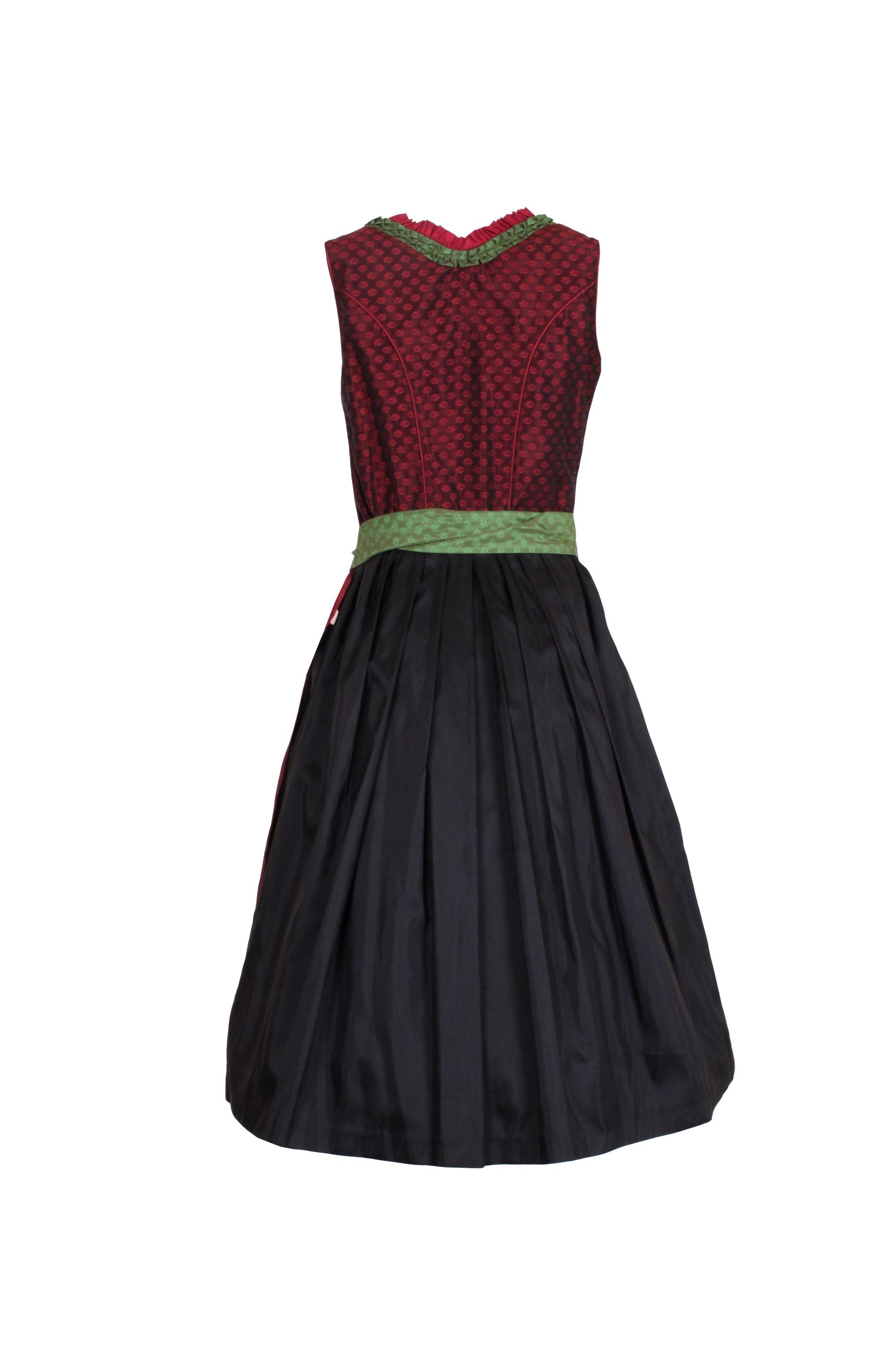 schwarz/rot/grün mit Midilänge Festtagsdirndl (2-teilig, cm, 70 Kleid Pezzo Dirndl Schürze) D'oro