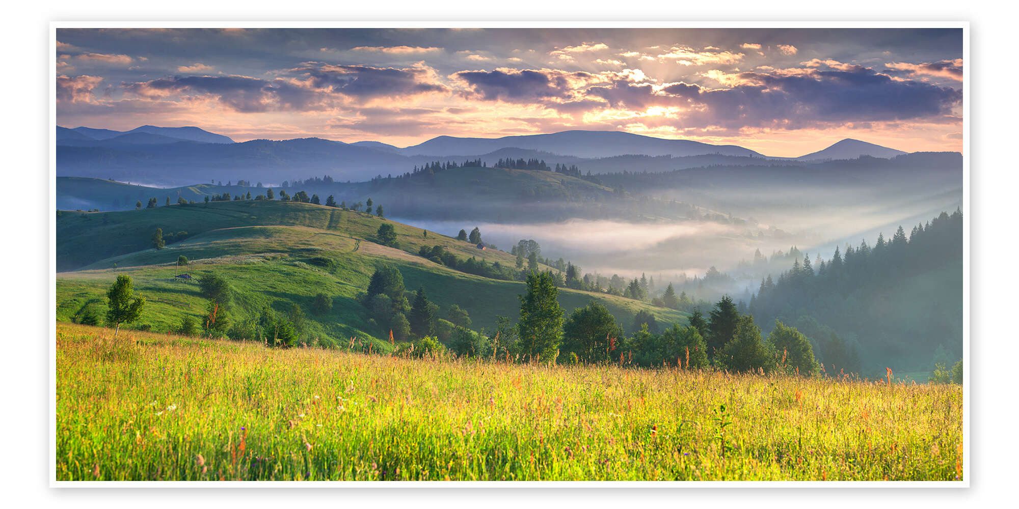 Posterlounge Wandbild Sonnenaufgang in den Bergen, Editors Choice, erhältlich als Poster, Leinwandbild, Wandsticker oder Acrylglasbild