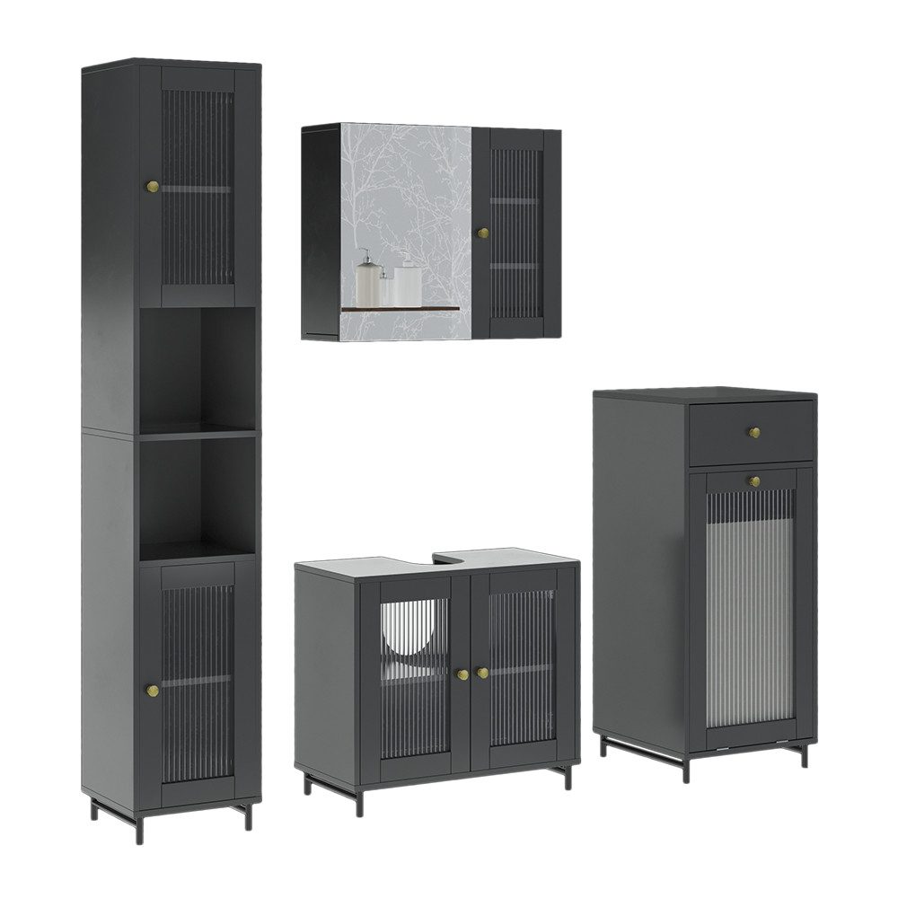 Badmöbel-Set Malte, Grau, 4 Teile