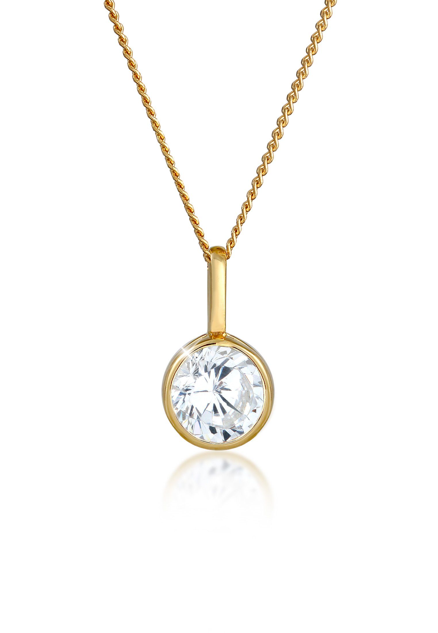 Kette mit Anhänger Solitär Zirkonia 585 Gelbgold