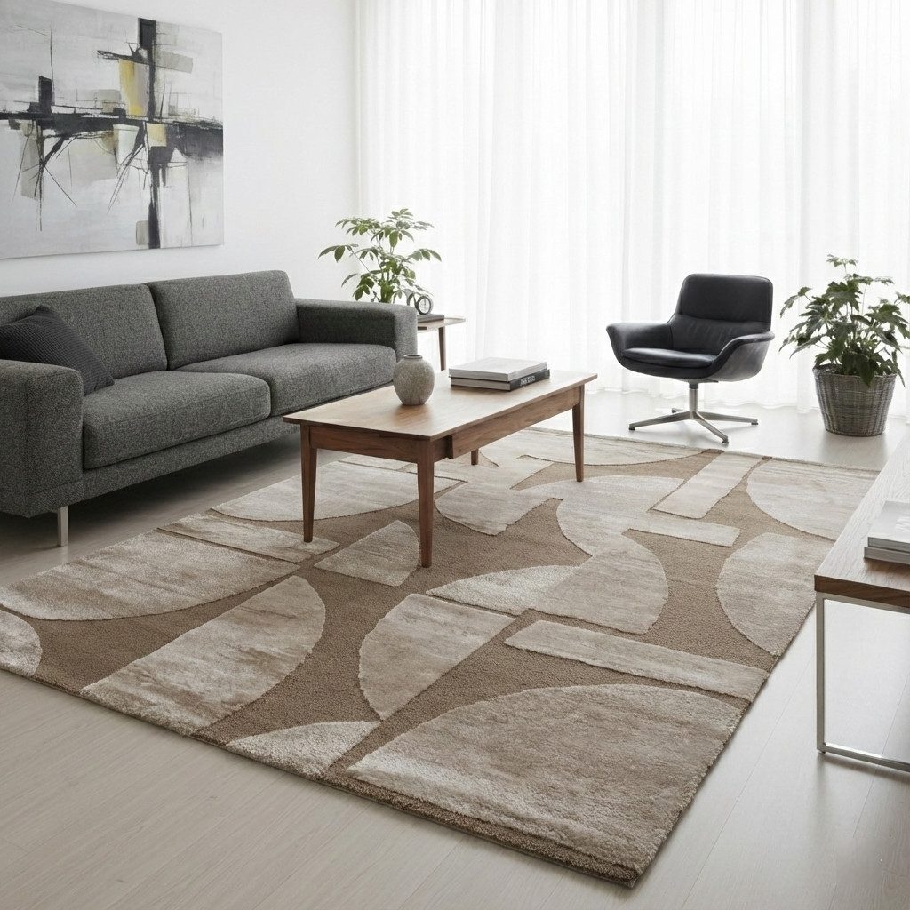 Vimoda Teppich Wohnzimmer Boho Optik Skandinavisch Hochtief in Creme, Rechteckig, Höhe: 11 mm, Läufer Teppich Schlafzimmer Esszimmer