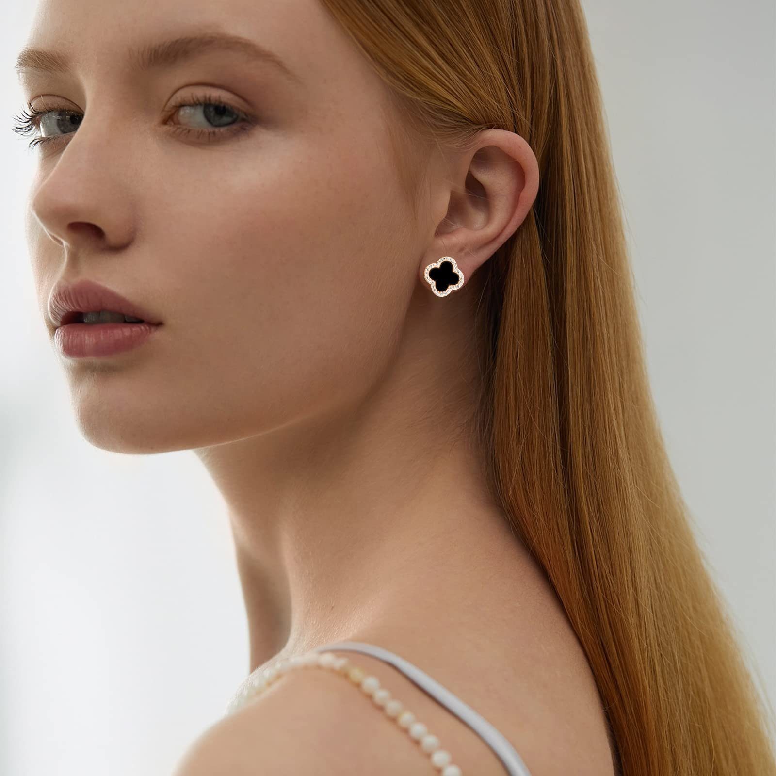 für Goldklee, Paar Personalisierte für Ohrhänger 925er mit Ohrringe Sterlingsilber Silberschmuck POCHUMIDUU aus Frauen Frauen