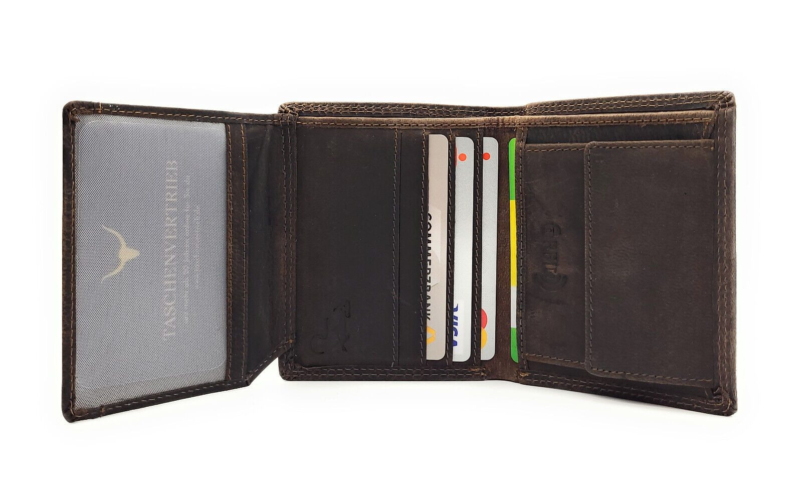 JOCKEY CLUB Mini Geldbörse kleines echt Leder Portemonnaie, Geldbeutel mit RFID Schutz, Scheinfächer aus Veloursleder