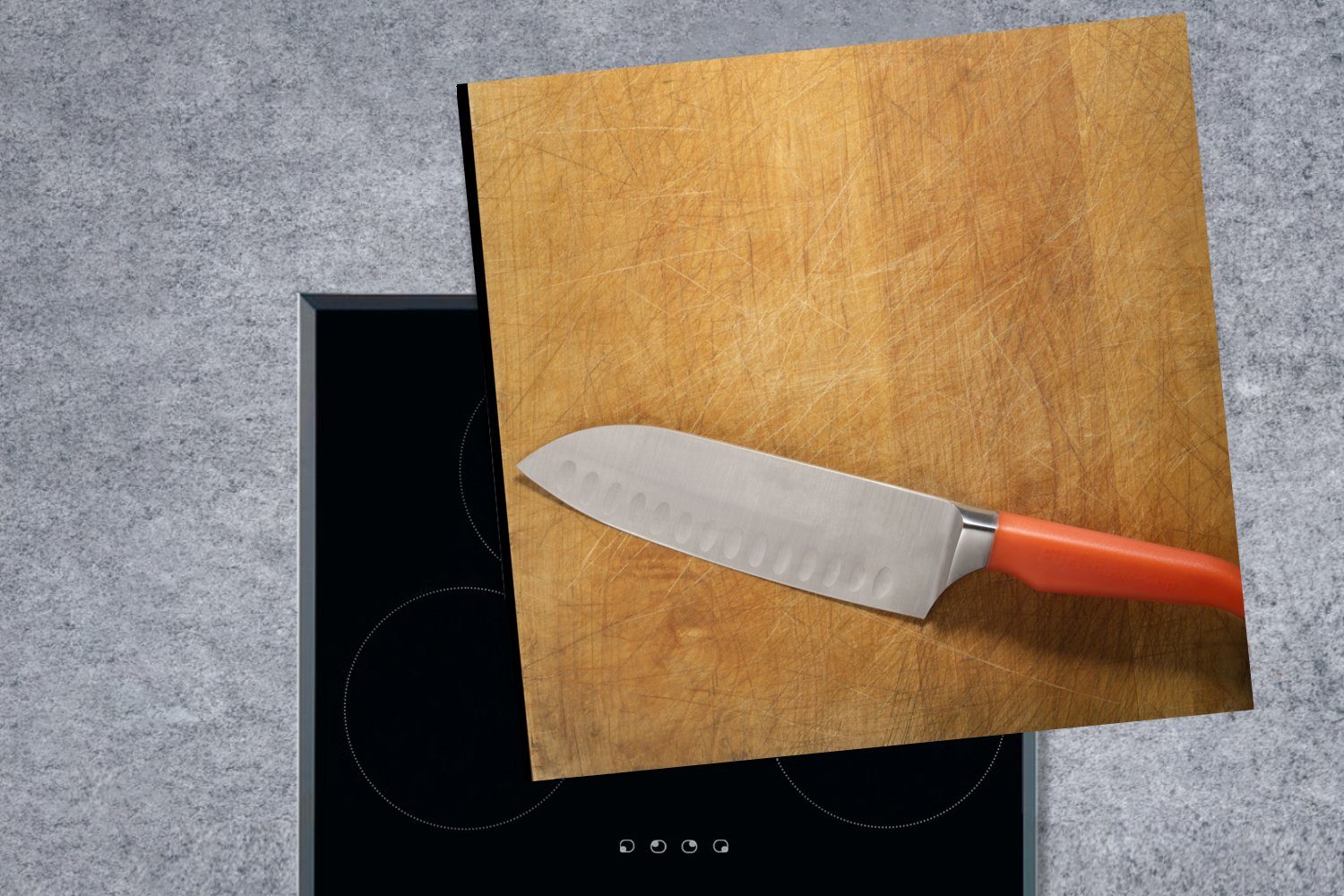 78x78 cm, küche auf MuchoWow (1 Ceranfeldabdeckung, Messer Arbeitsplatte Herdblende-/Abdeckplatte für einem Schneidebrett, Vinyl, tlg), Ein