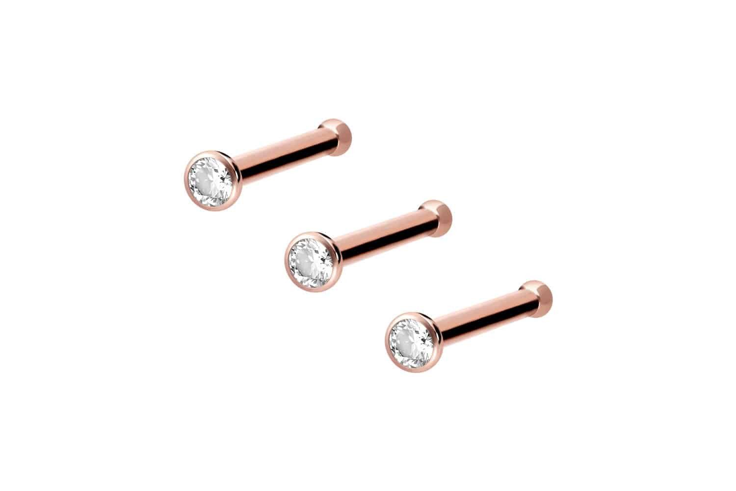 PIERCINGLINE Nasenpiercing 3er Set Chirurgenstahl Nasenstecker Pin KRISTALL (Nasenstecker)